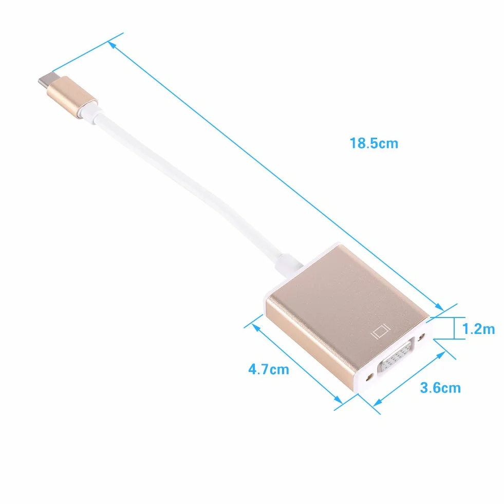 Adapter USB C na VGA, USB 3.1 Typu C Odwracalny na Wieloportowy Adapter VGA, Adapter USB Typu C na VGA Męski na żeński Konwerter Kompatybilny z 900, Dell XPS 13, Spectre