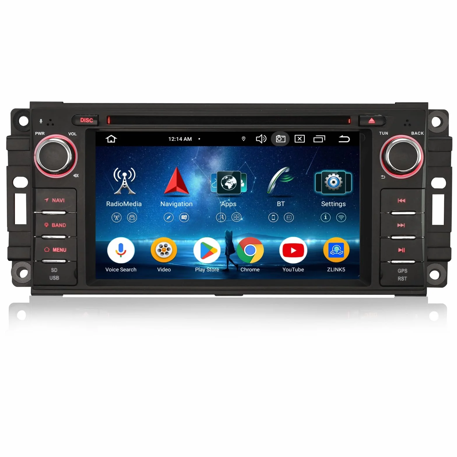 Radio samochodowe Android 14.0 8 rdzeni 4 GB + 64 GB DAB+ GPS CarPlay Android Auto WiFi 4G Bluetooth 5.0 do Jeep Wrangler Patriot Chrysler 300 C Aspen Dodge Caliber Durango Challenger
