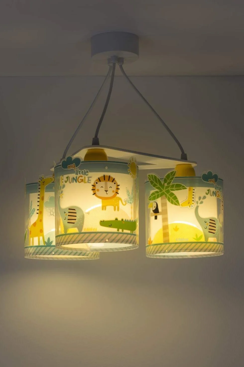 Dziecięca lampa sufitowa Dalber z 3 źródłami światła My Little Jungle Jungle Animals