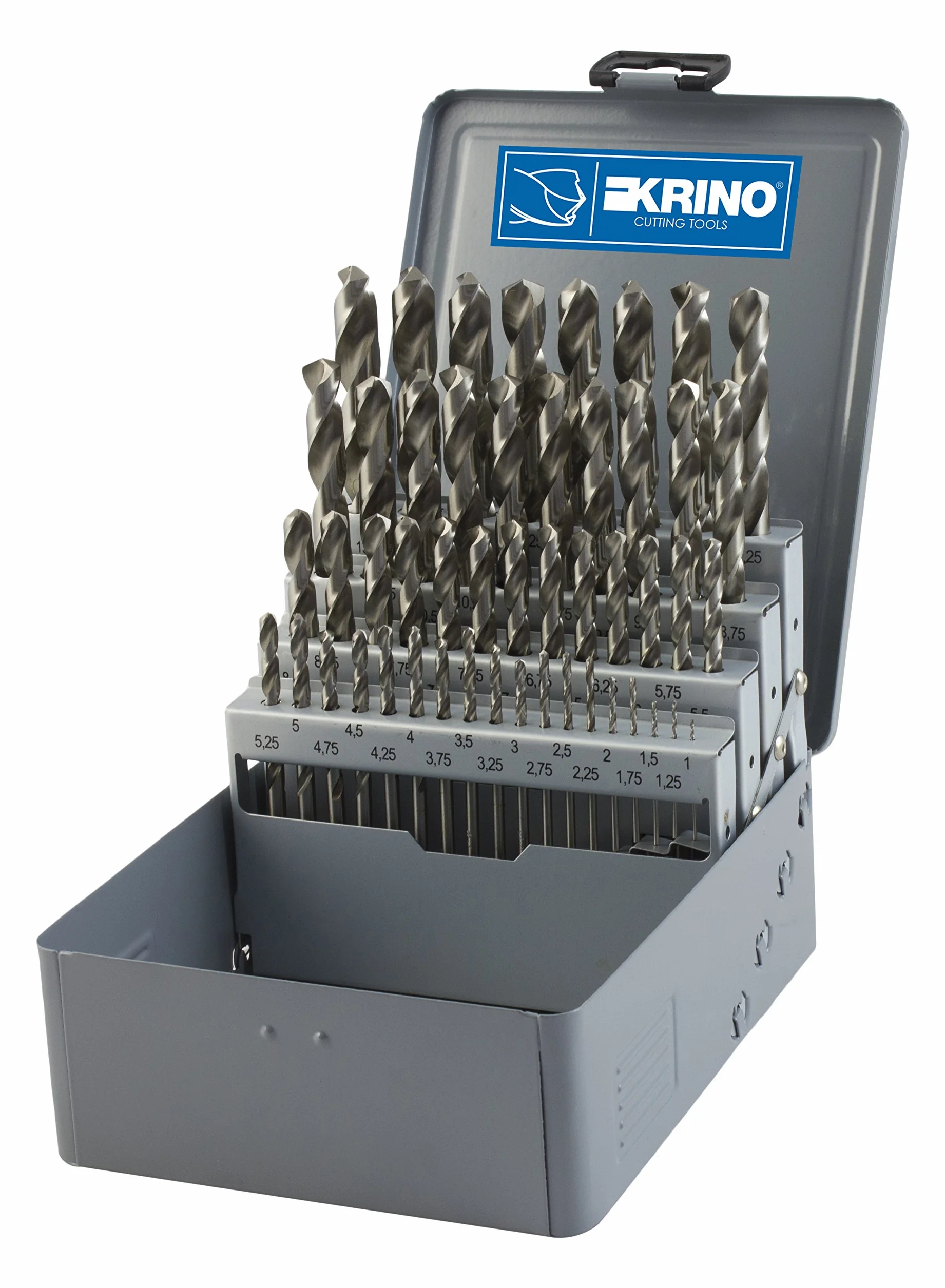 Krino 01360412 HSS wiertło szlifowane, zestaw 49 części, stal