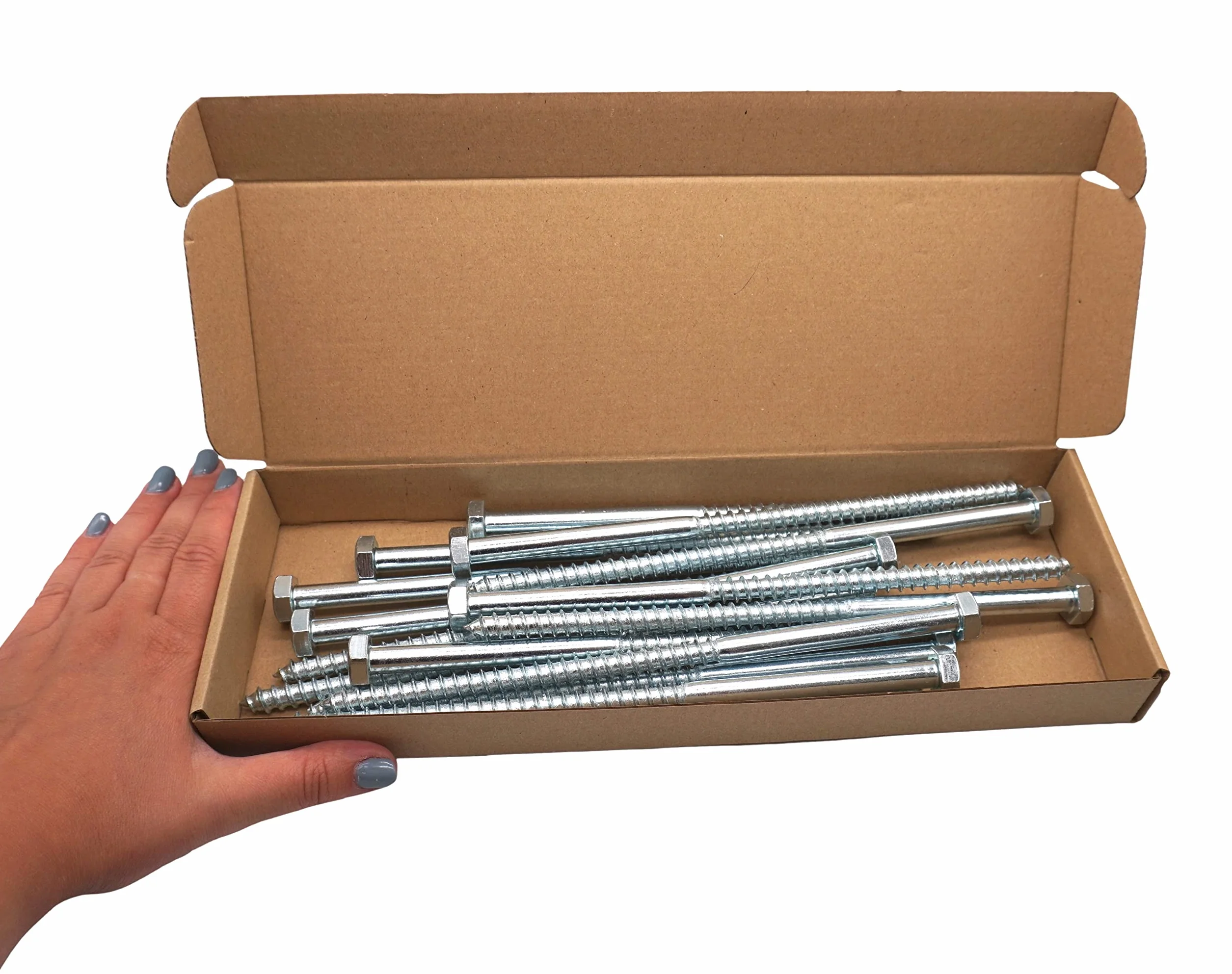 SKIR'CO (15 szt.) DIN 571 śruby do drewna z łbem sześciokątnym z łbem sześciokątnym M10 x 220 mm, śruby śrubowe, śruba sześciokątna, śruby opóźniające