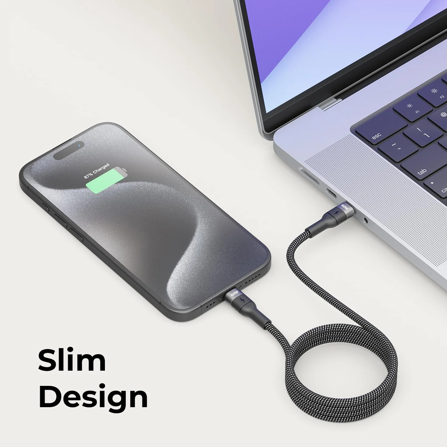 deleyCON 2x 1m Kabel ładujący USB-C 60W Szybkie ładowanie PD 3.0 PPS do iPhone 17 Galaxy S25 iPad Pro