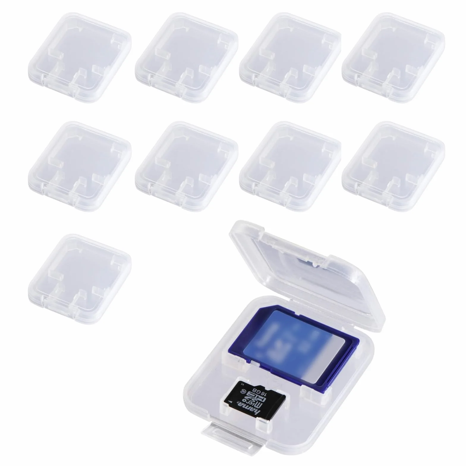Zestaw 10 pudełek do przechowywania kart pamięci SD MMC Micro SD TF przezroczyste plastikowe etui