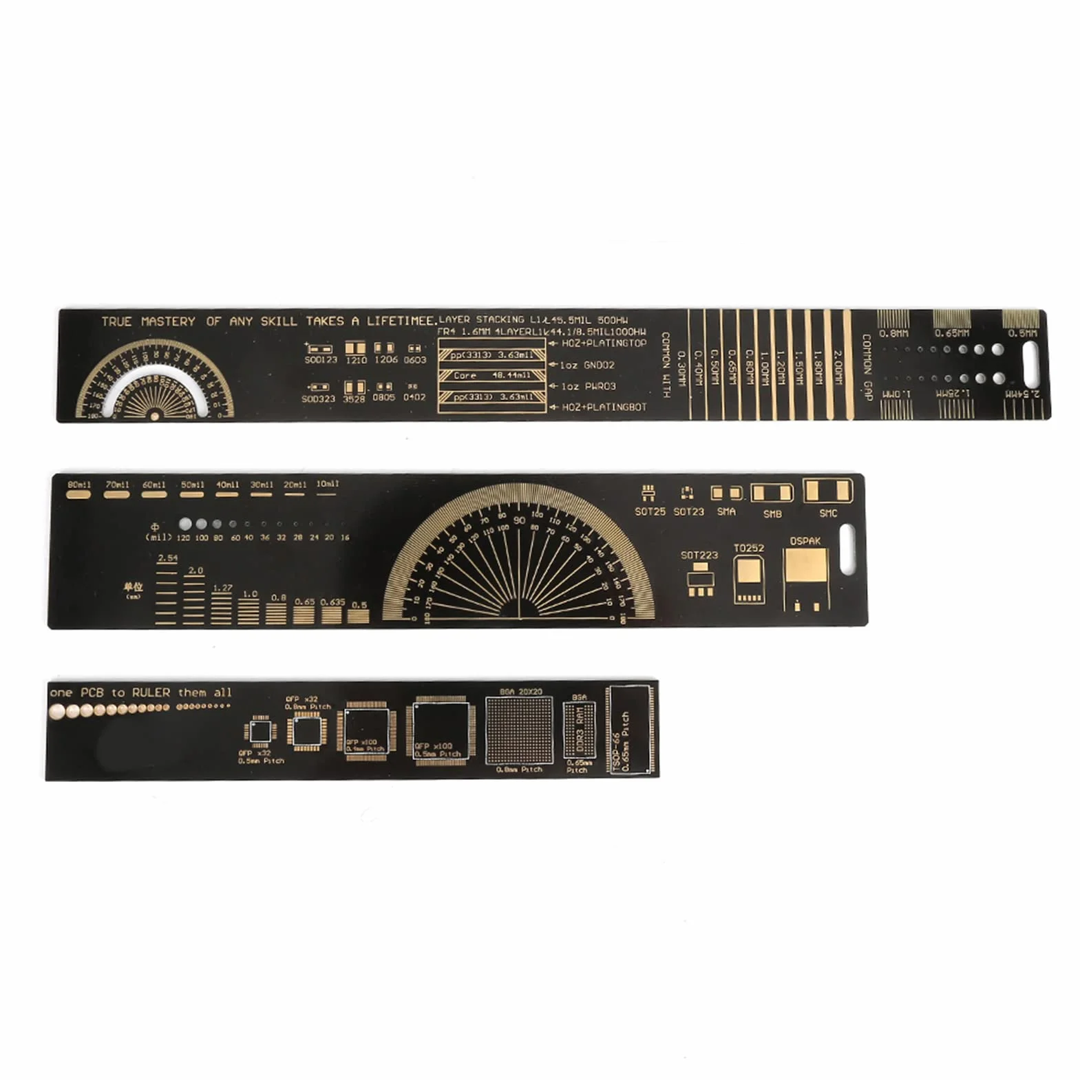 Marhynchus Wielofunkcyjna linijka PCB 15/20/25 cm narzędzie pomiarowe dla elektroników – zintegrowane wielofunkcyjne narzędzie z tworzywa sztucznego – 26 cm