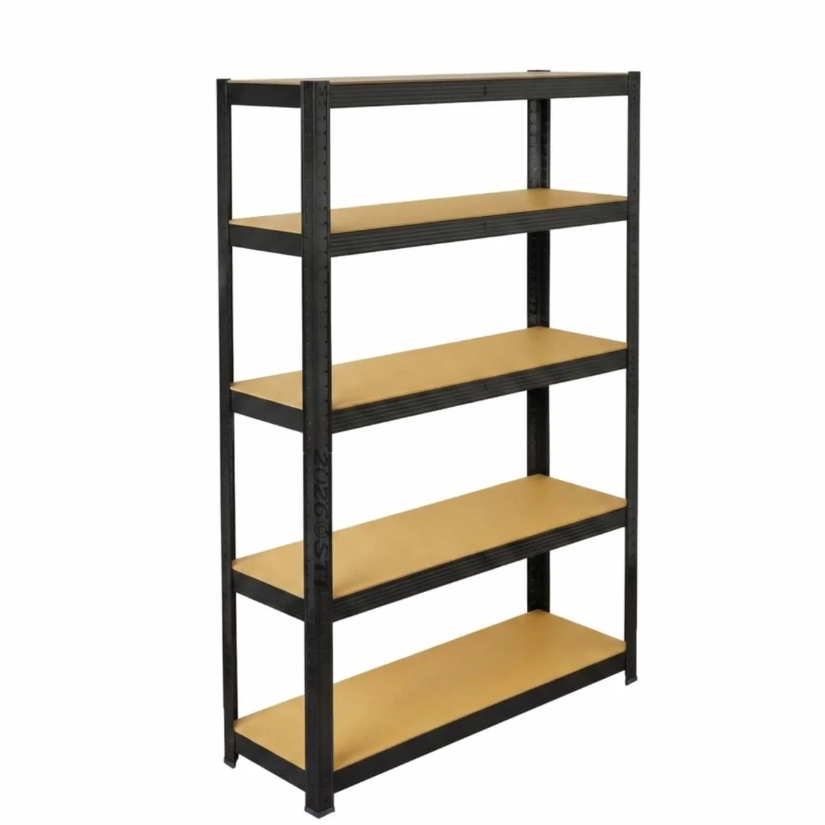 STI Półka metalowa 180 x 120 x 45 cm, nośność 875 kg (175 kg na półkę) czarna malowana proszkowo ocynkowana ogniowo, 5 półek z płytami MDF, wysoka nośność, piwnica, garaż, licznik