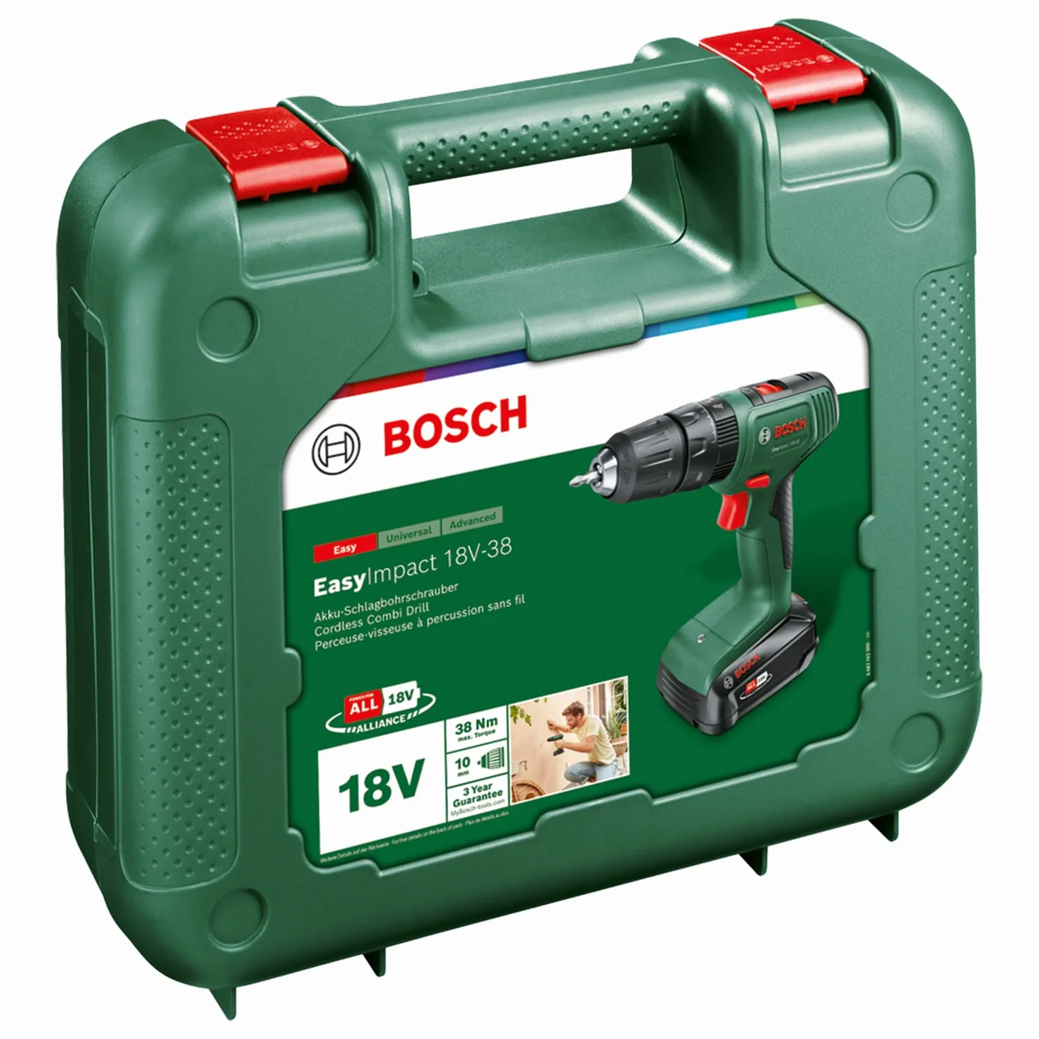 Bosch EasyImpact 18V-38 Wiertarka Udarowa 18V Czarny/Zielony