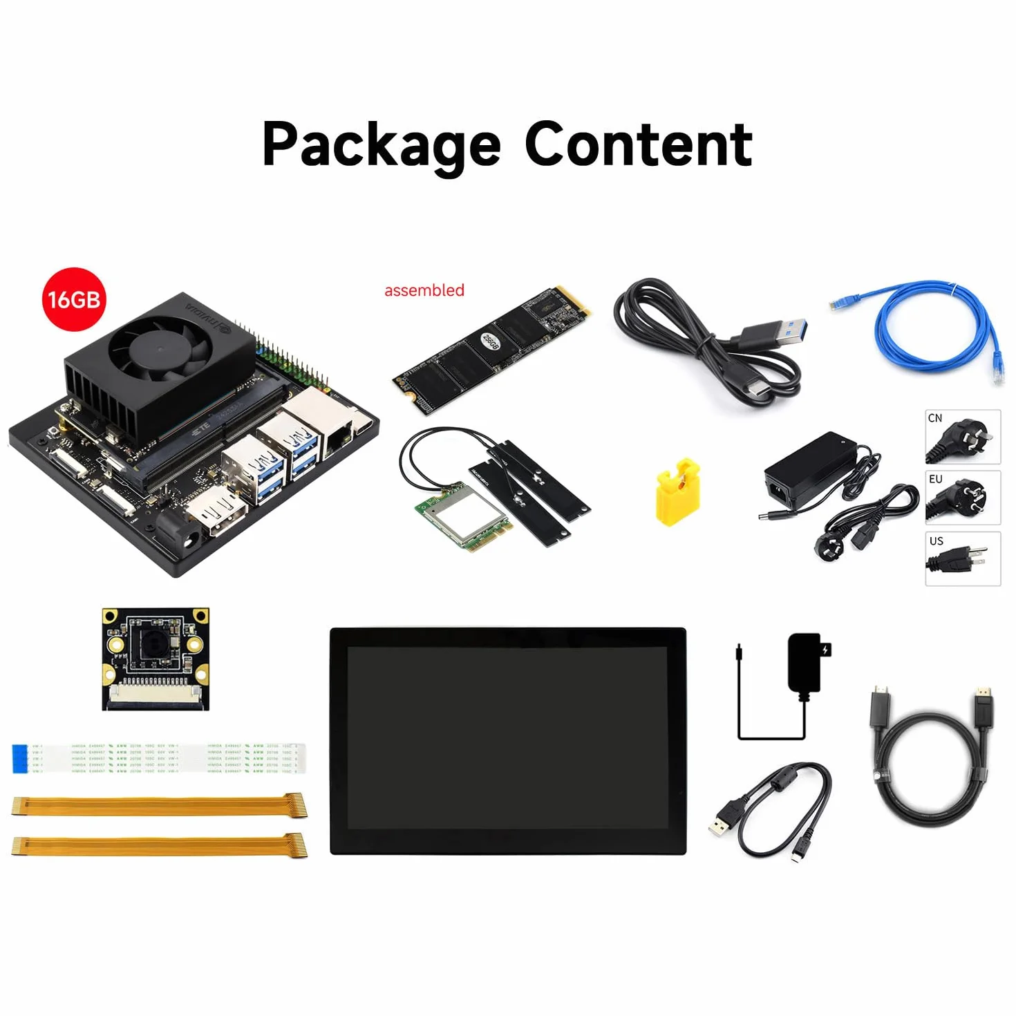 Waveshare Jetson Orin NX AI Development Kit B 16GB Memory Module 13.3inch HDMI LCD Camera