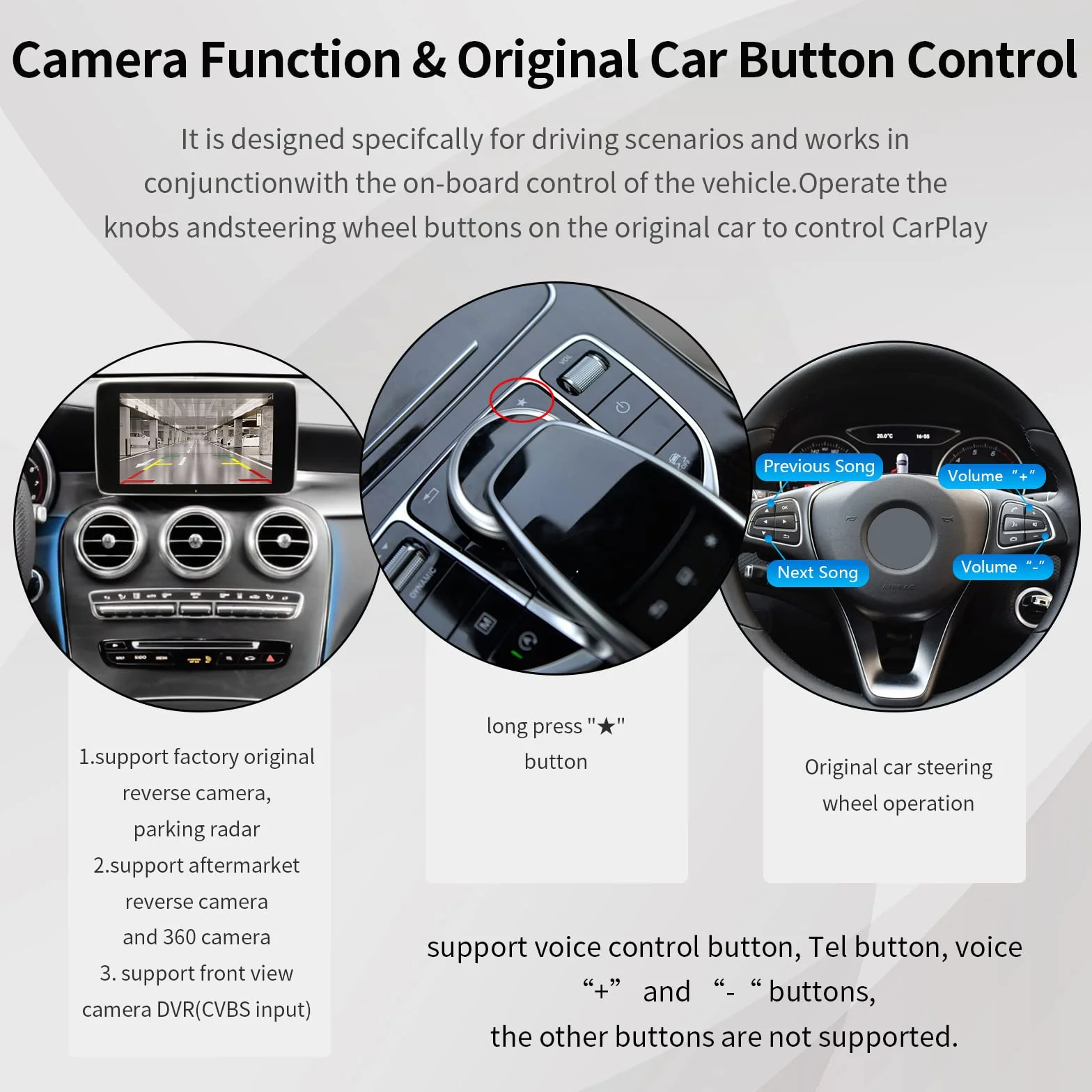 Road Top Bezprzewodowy Adapter CarPlay dla Mercedes Benz NTG5.0 C Class W205 GLC Class 2015-2018
