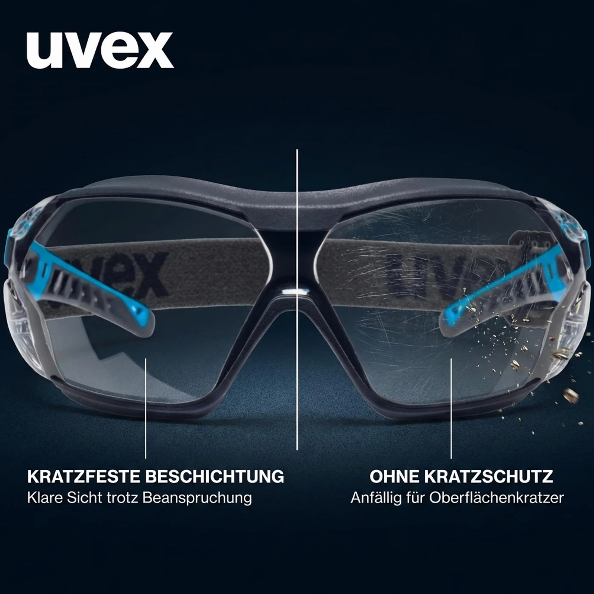 Uvex pheos nxt guard – okulary ochronne – okulary z pałąkiem ze 100% ochroną przed promieniowaniem UV – od wewnątrz zapobiegające zaparowaniu, na zewnątrz bardzo odporne na zarysowania i bez metalu