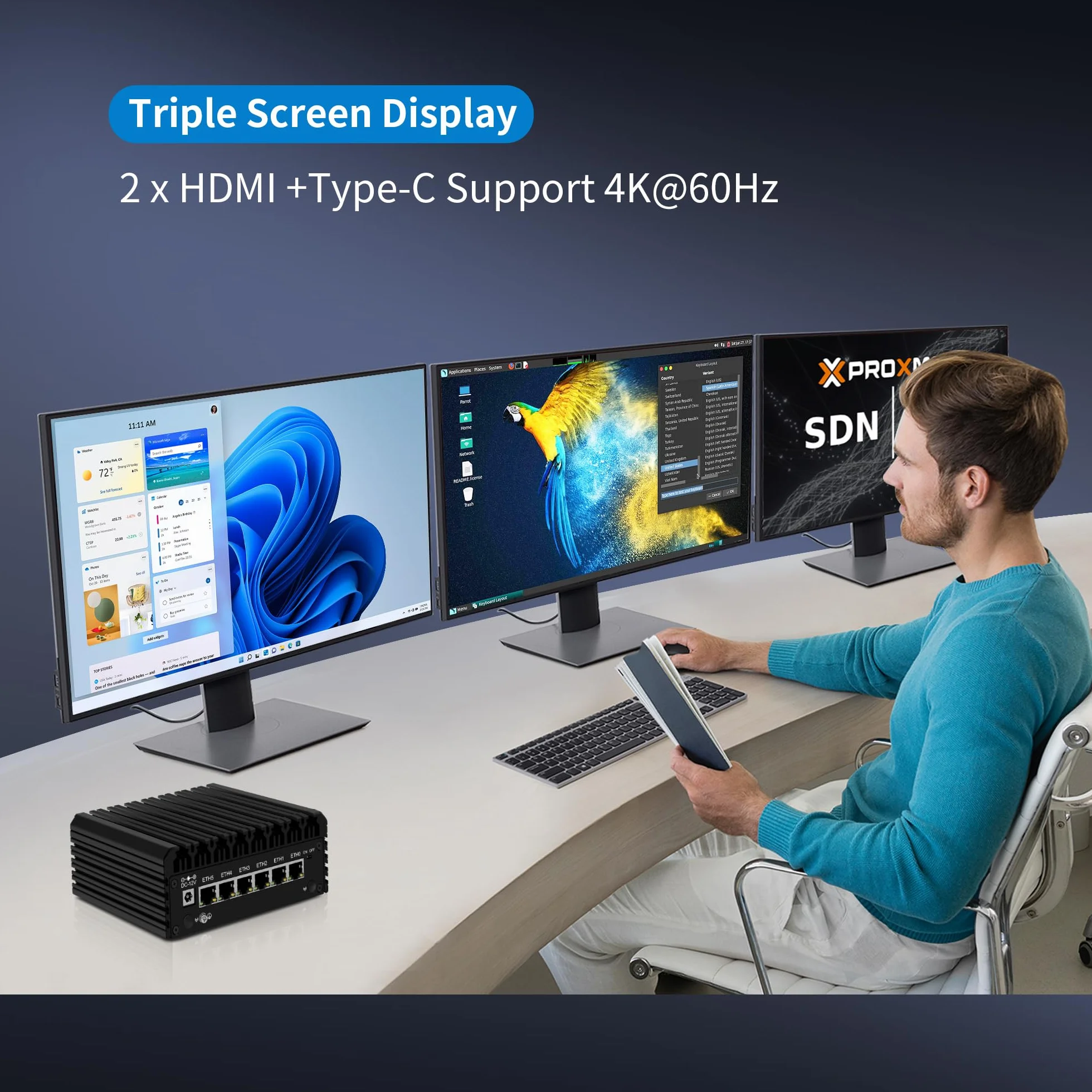 CWWK Mini PC N150 (Upgraded N100) Firewall Appliance, 6X i226-V 2.5GbE LAN OPNsense Mini Computer, F7 Fanless Micro PC DDR5 8GB RAM 256GB SSD, USB-C, 3-Display, TF, 2-NVMe, AES-NI