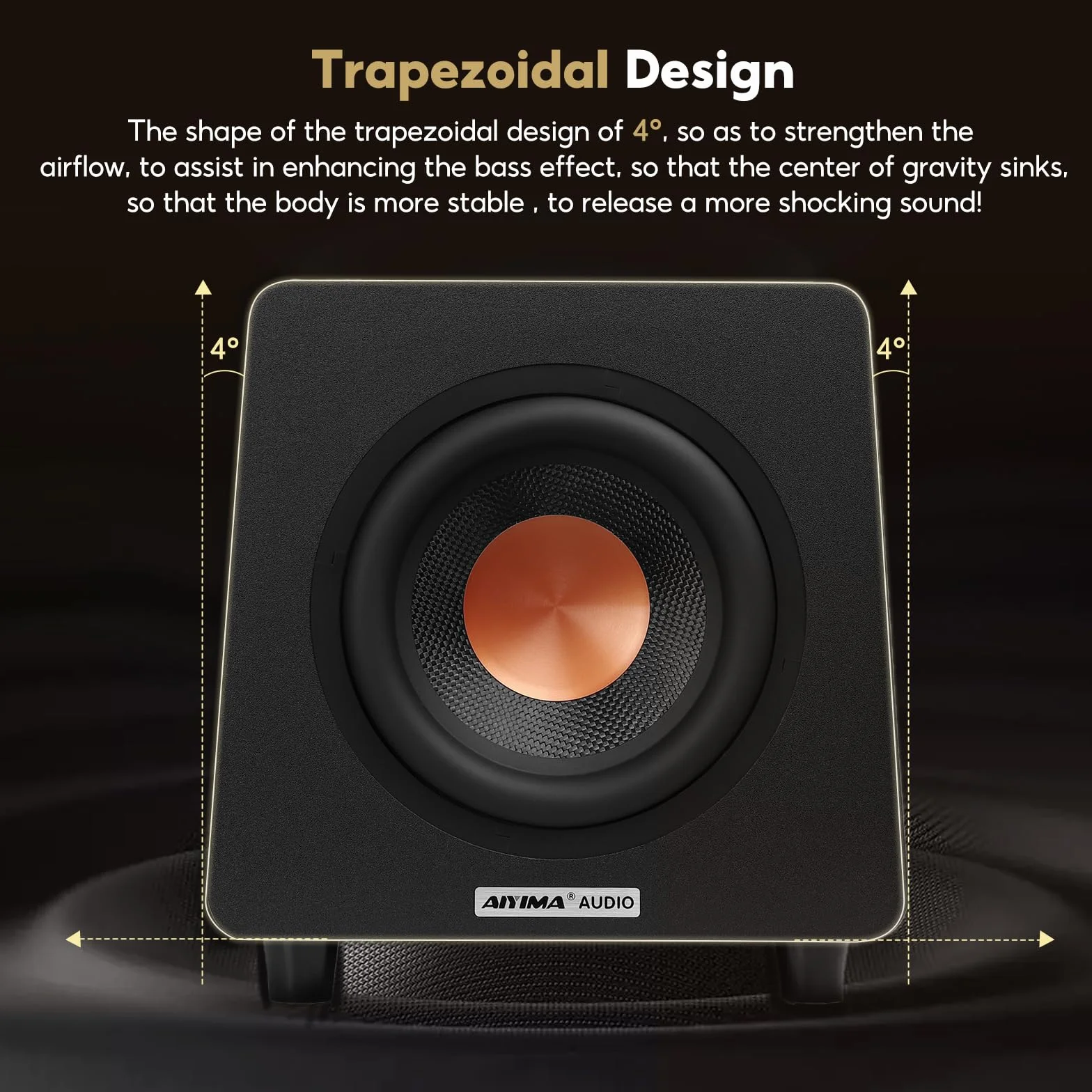 AIYIMA 800X 8-calowy subwoofer, niesamowicie głęboki bas i zasilany subwoofer głośnik niskotonowy wzmacniacz głośnika do kina domowego, wejścia RCA/AUX/LFE