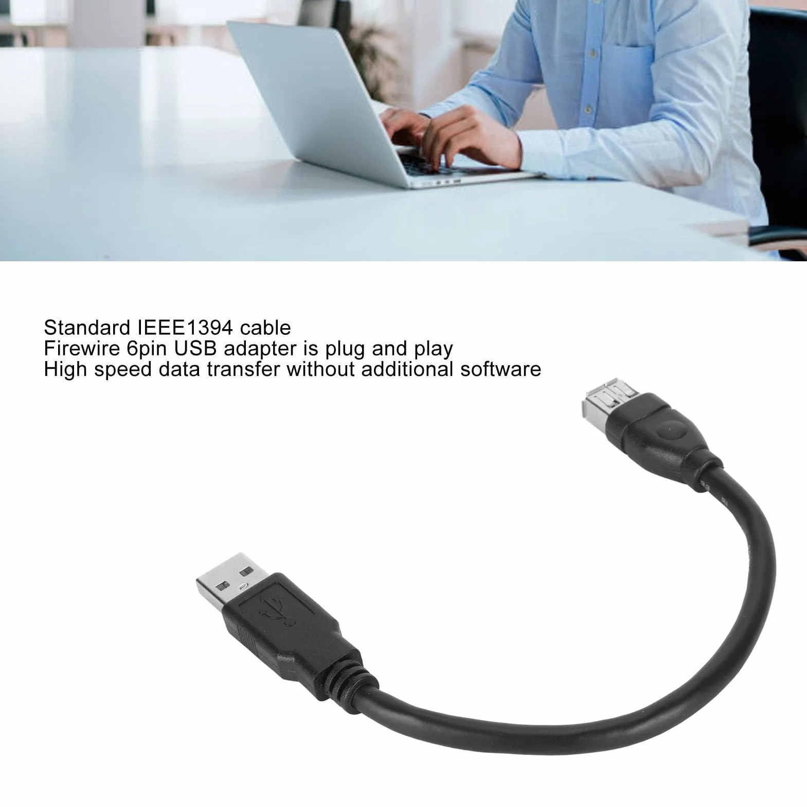 Kabel ładujący Firewire 1394 6-pinowy żeński do USB 2.0 AM