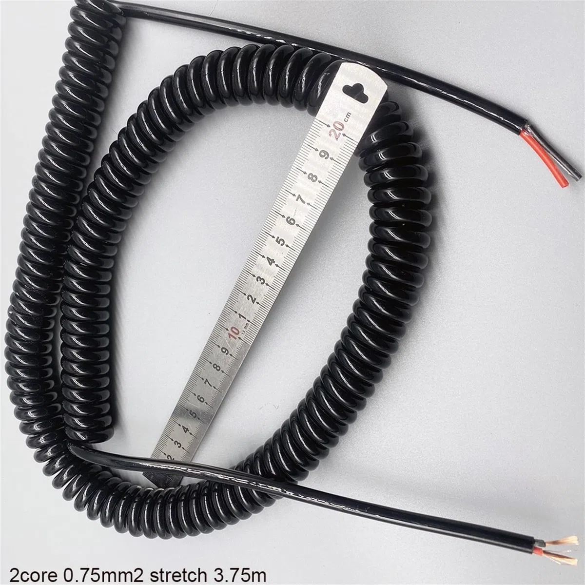 Zwinięty przewód spiralny, 2 żyły Teleskopowy Przewód Teleskopowy 1,5 mm Kwadratowy Rozciągliwy 1-12 metrów Czarny Kabel Spiralny Przedłużenie Sprężyny Czystej Miedzi (Rozciągliwy 12 metrów)