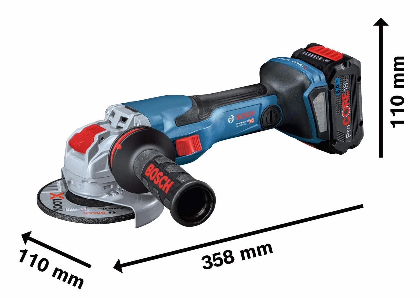 Bosch Professional system 18V: akumulatorowa szlifierka kątowa GWX 18V-15 C (Ø tarczy 125 mm, system X-LOCK, walizka L-BOXX)