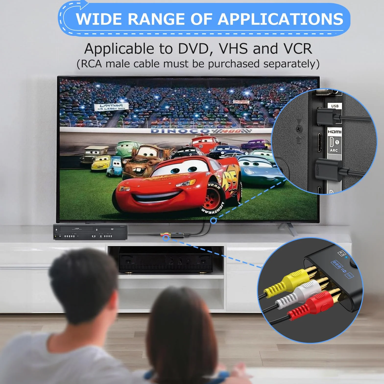CAMWAY konwerter RCA na HDMI adapter AV 1080P PAL NTSC dla Wii PS1 PS2 N64 Xbox
