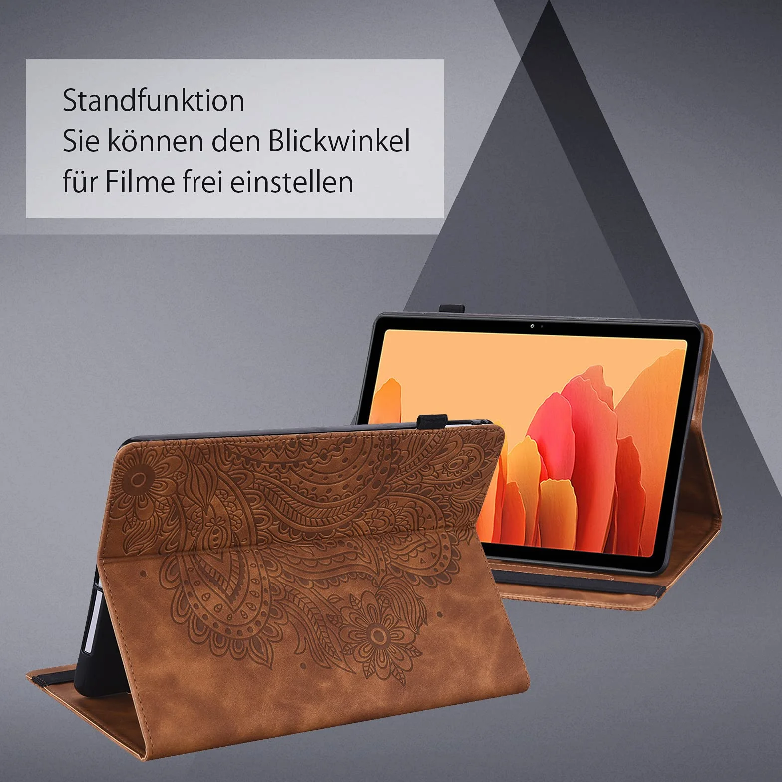 Etui do Samsung Galaxy Tab A9 Plus 2023, etui ochronne ze rysikiem i uchwytem na długopis, SM-X210/X215/X216/X218, ultra cienkie, z klapką ze skóry PU, etui do Samsung Tab A9 Plus (brązowe)