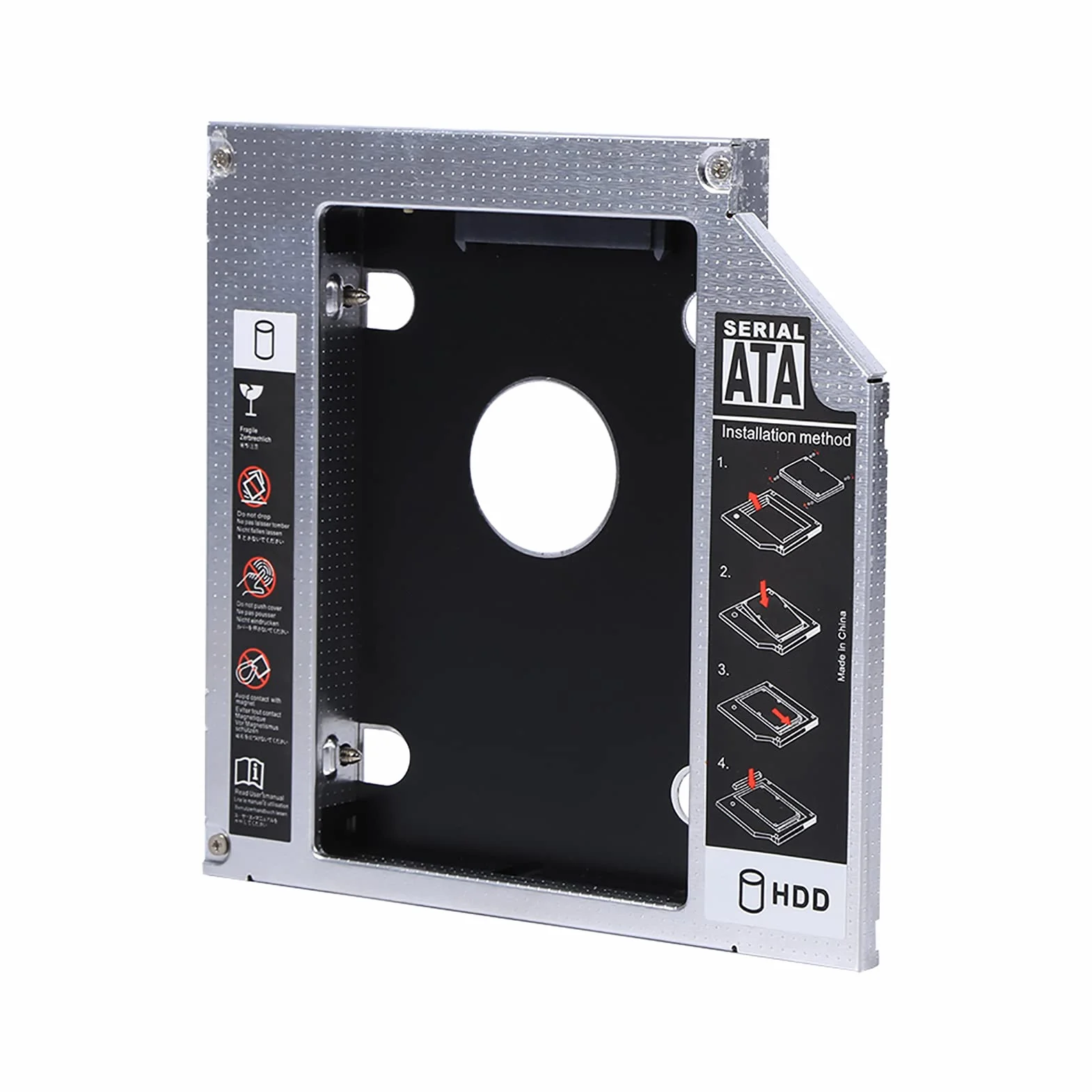 Uniwersalny 12.7mm Aluminiowy Dysk Twardy SATA do SATA 2nd SSD HDD Adapter z Tacą Obudowy do Laptopa CD/DVD-ROM Wnęka Optyczna (12.7 MM)
