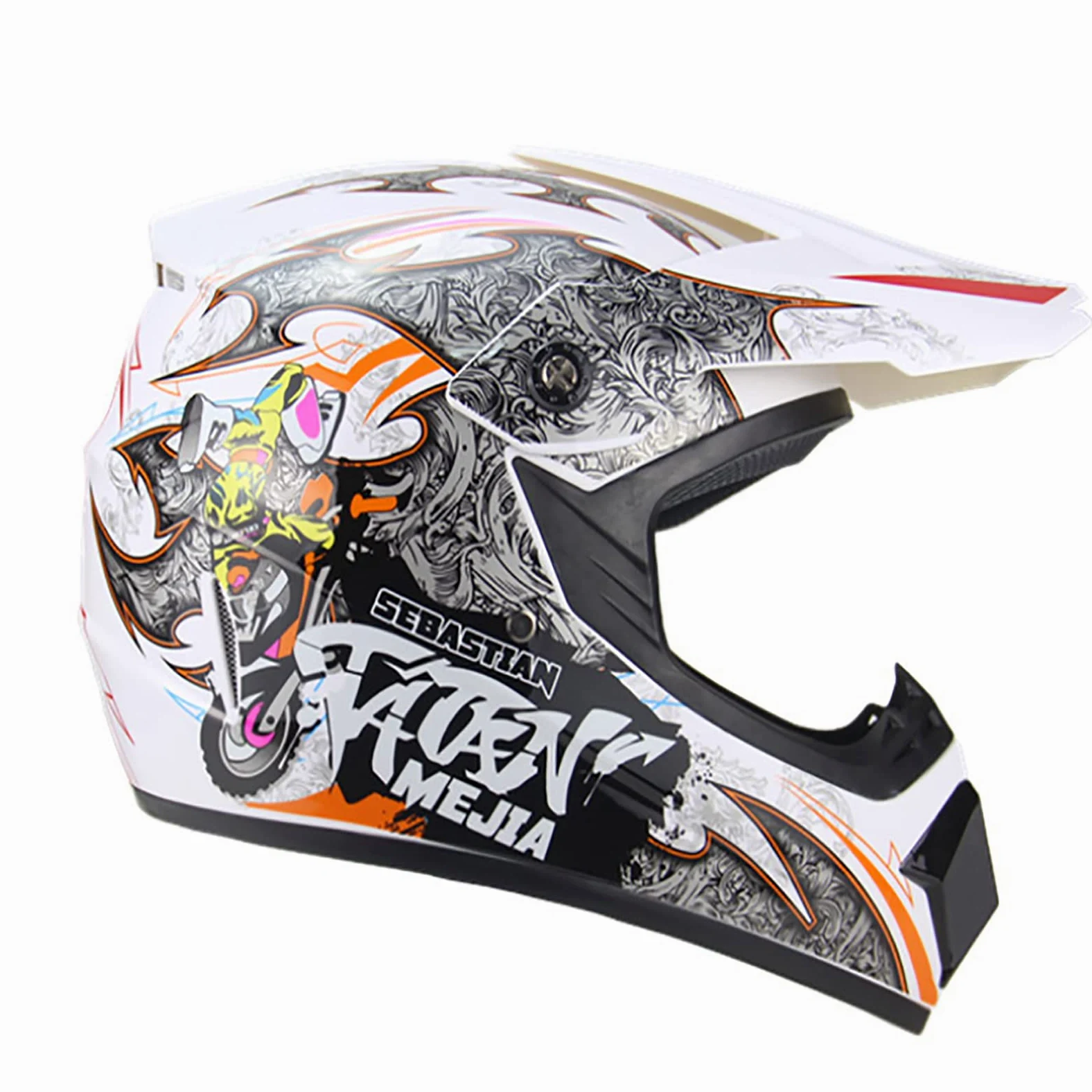 Jednoczęściowy kask motocyklowy Męski kask jeździecki Wytrzymały i regulowany sprzęt ochronny z certyfikatem DOT/ECE,odpowiedni do uprawiania sportów motorowych dorosłych na świeżym powietrzu