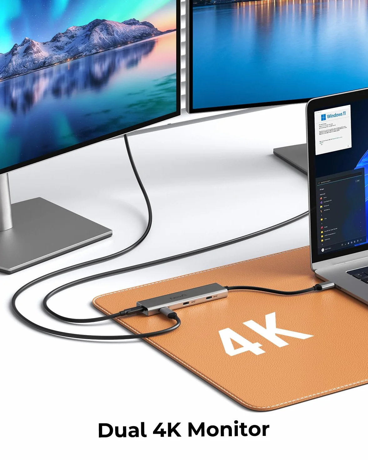 Hub USB C Video Hub NEWQ typ C 3.2 monitor prądu wstecznego, wyświetlacz wideo 4K @ 30-60 Hz, 4 x USB-C 3.2 GEN2 10 Gbit/s, obsługuje PD 100 W max, z kablem wideo