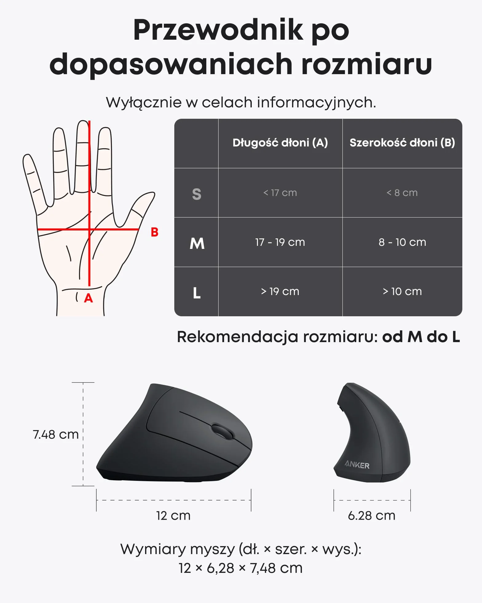 Anker 2.4 G Vertical Wireless Ergonomic Mouse for Windows, Mac OS, USB, 800/1200 / 1600 DPI, 5 Buttons