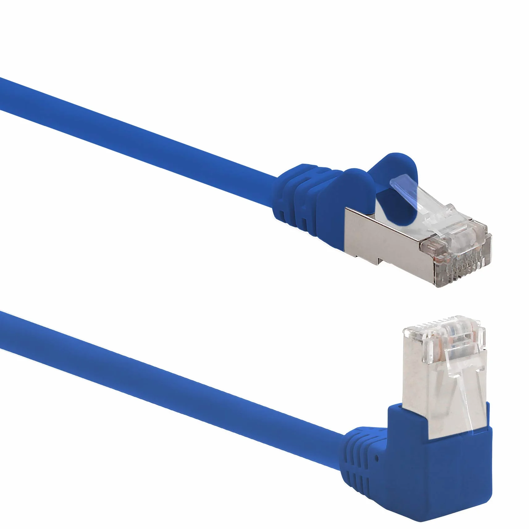 Kabel sieciowy Cat.6 kąt 90 stopni 2m SFTP PIMF 1000Mbit/s RJ45 niebieski