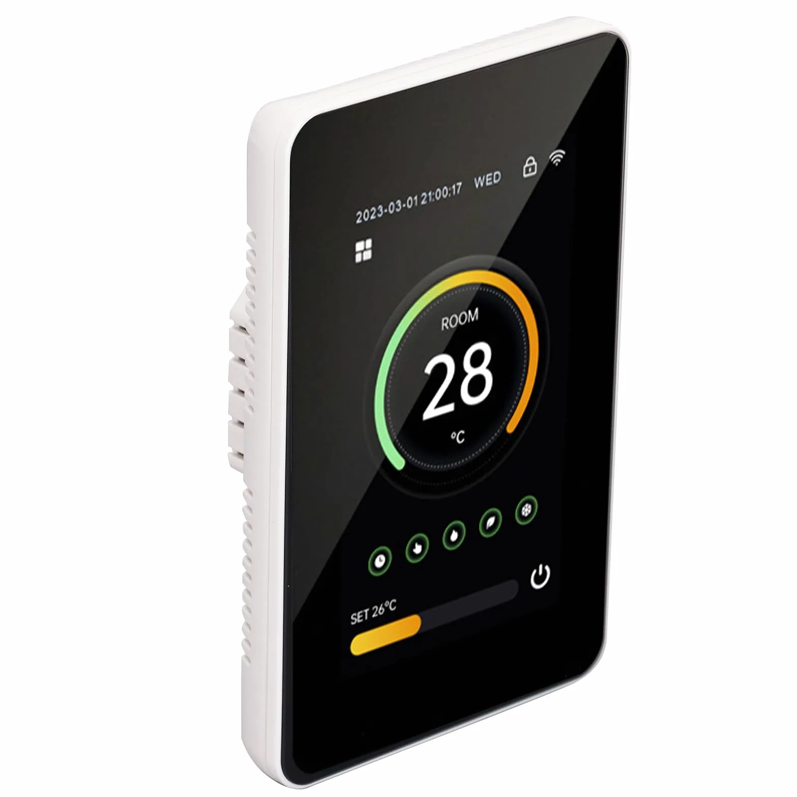 FTVOGUE Inteligentny Termostat WiFi Cyfrowy Ekran Dotykowy Termostat Ogrzewania Podłogowego 100 do 250VAC 3A Sterowanie aplikacją Pionowy Ekran od 41 do 158 Fahrenheita Ogrzewania Wody w Domu (3A)