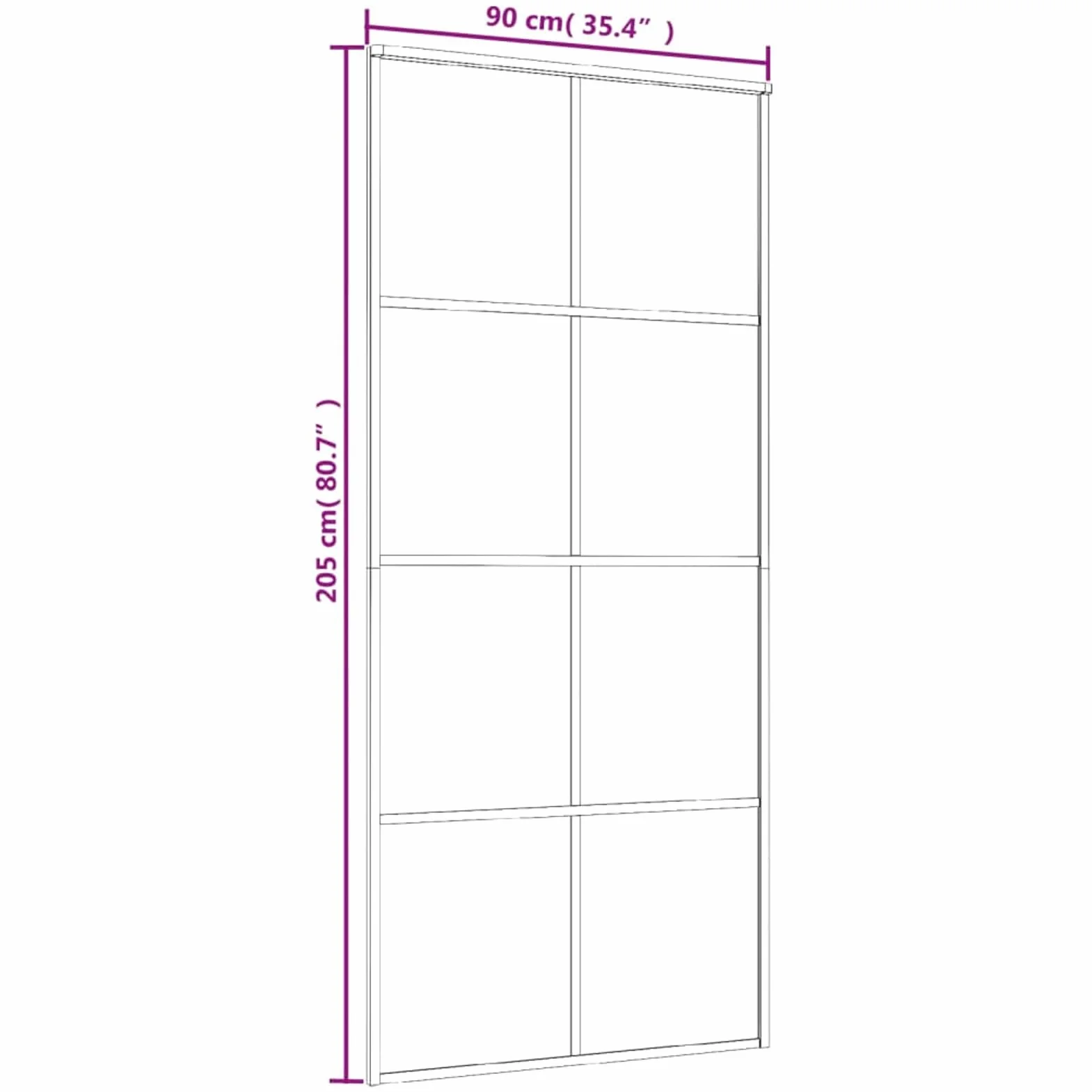 Homgoday 90 x 205 cm białe szklane i aluminiowe drzwi przesuwne do salonu, matowe
