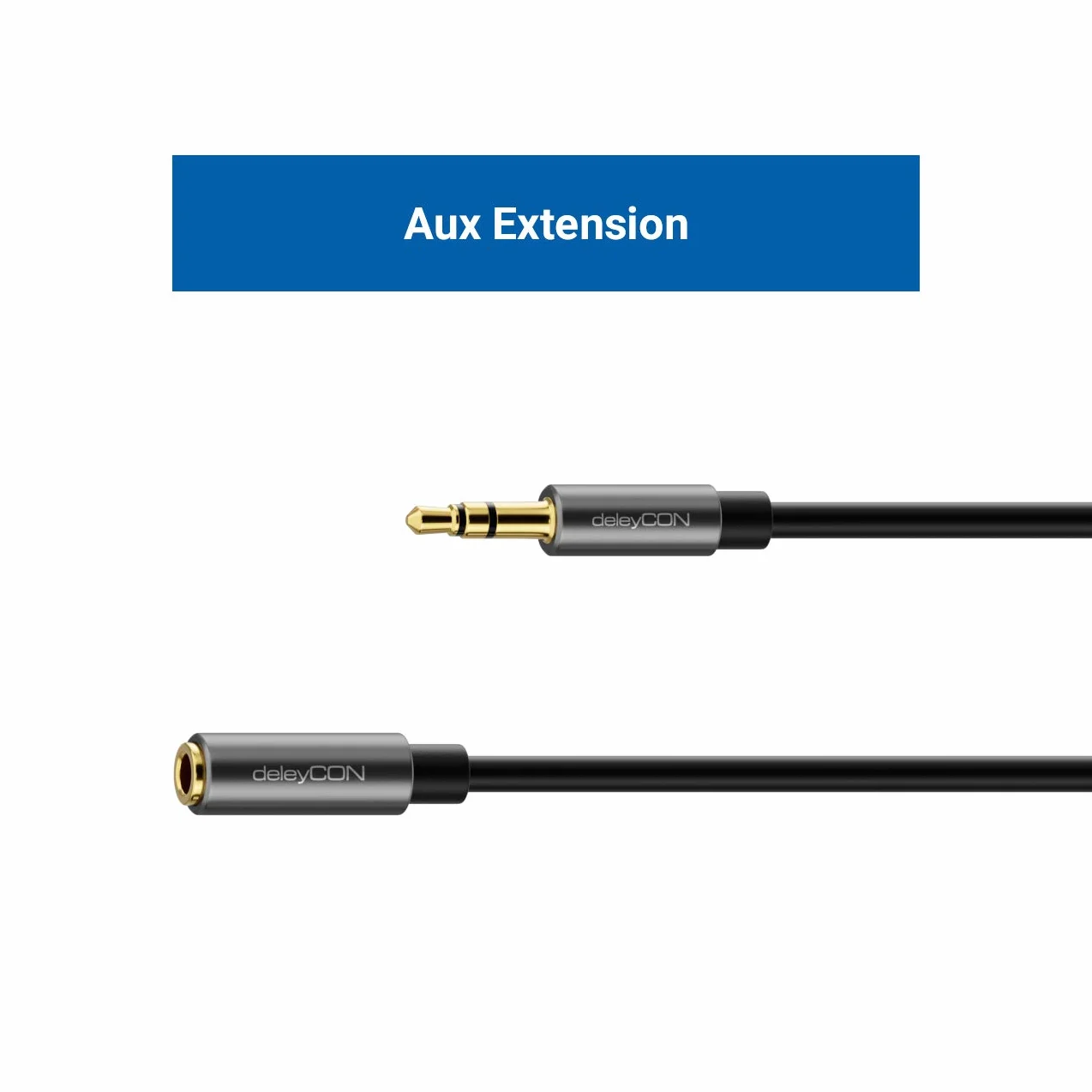 deleyCON 1m Kabel Audio Stereo AUX Klinke Przedłużacz 3,5mm Przewód Audio Przedłużenie Metalowe Wtyki Telefon Smartfon Tablet Słuchawki HiFi Odbiornik (Extra Cienki & Elastyczny)
