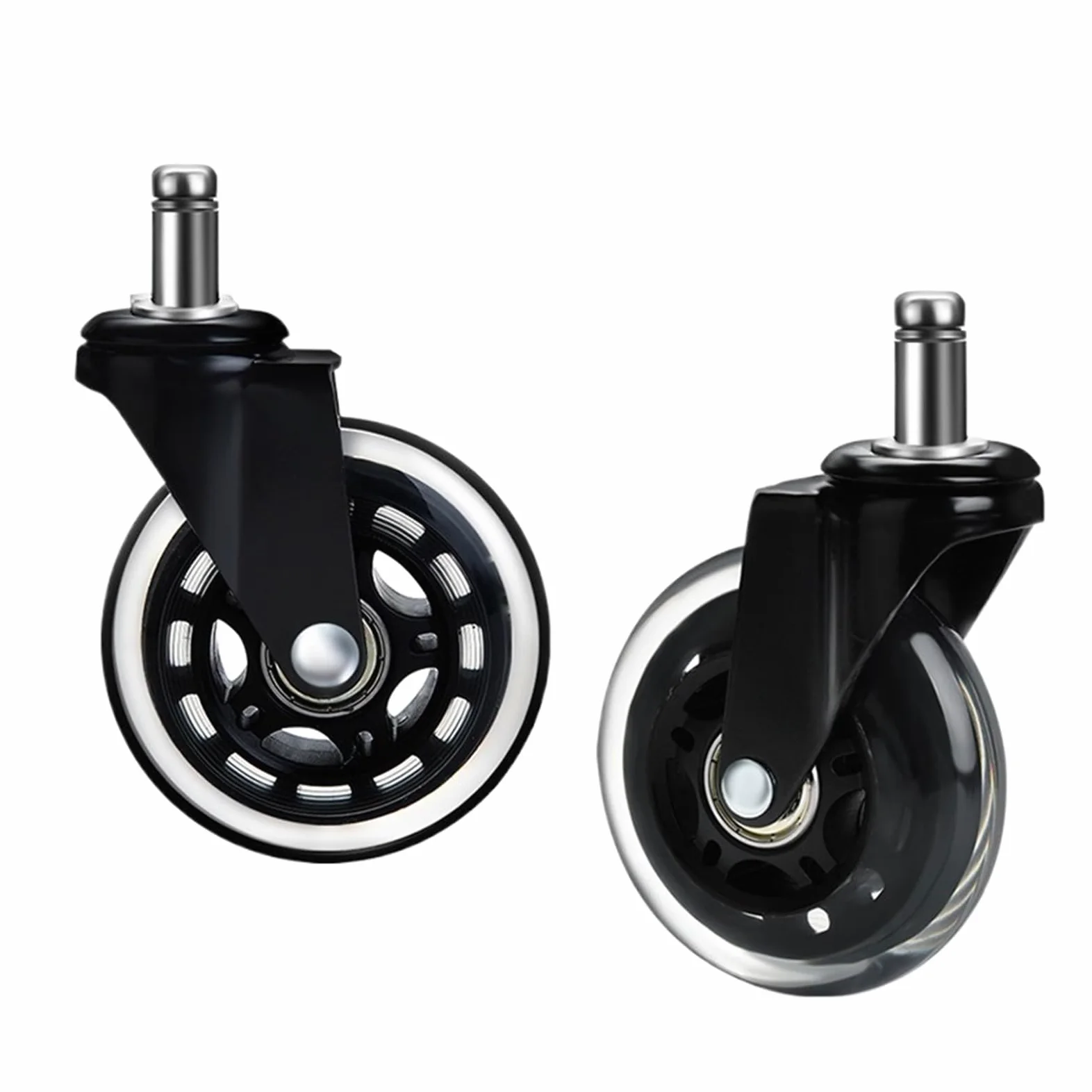 1 szt. Wymiana 3-calowego cichego koła do wózka biurowego, 60 kg obrotowe miękkie gumowe kółka bezpieczeństwa, sprzęt meblowy(10x22mm-1PC,2,5 cala)