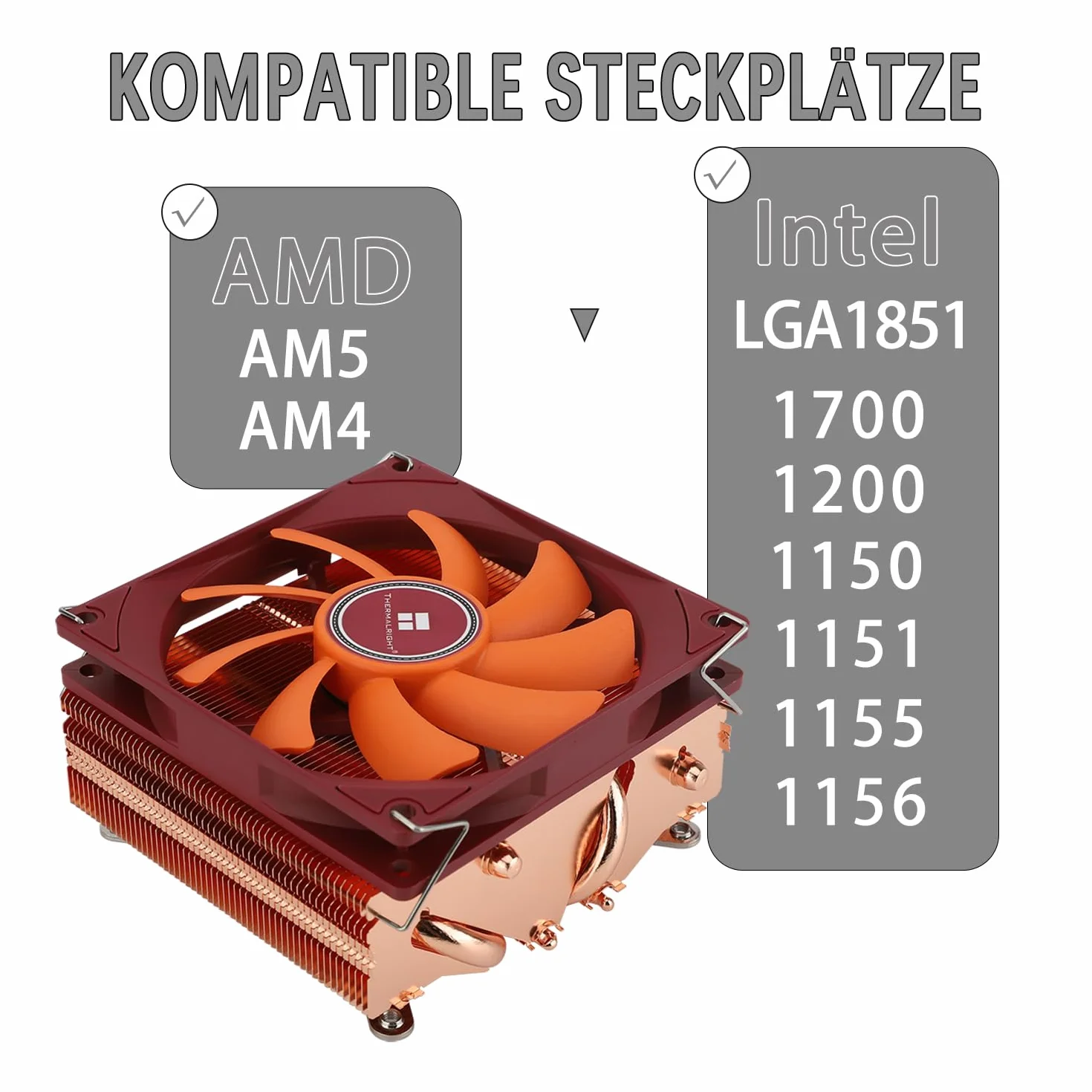 TR-Thermalright AXP90 X53 Full CPU Cooler-53 mm wysokość, cichszy wentylator 92 mm Low Profile - 2700 obr./min, do AM4/AM5, Intel LGA1851/1700/115x/1200, niski profil ITX PC chłodnica z czystej miedzi