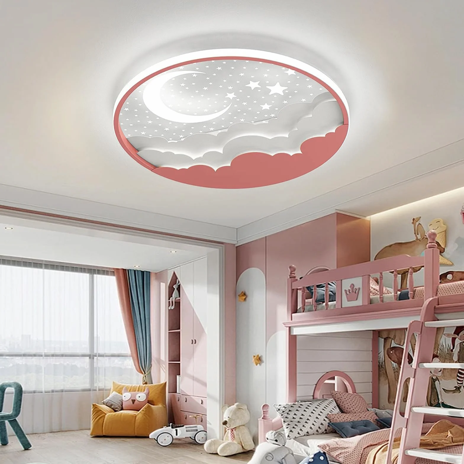 Lampa sufitowa LED dla pokoju dziecięcego, kreatywna lampa sufitowa z rysunkami z pilotem zdalnego sterowania