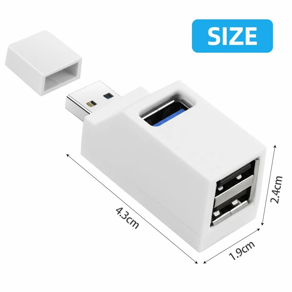 AXFEE Mini Koncentrator USB 3.0 Z Portem Multi (1 x 3.0, 2 x 2.0) - Szybkie Rozszerzenie Do Laptopa, Pendrive'a, Mobilnego Dysku Twardego i Innych Urządzeń