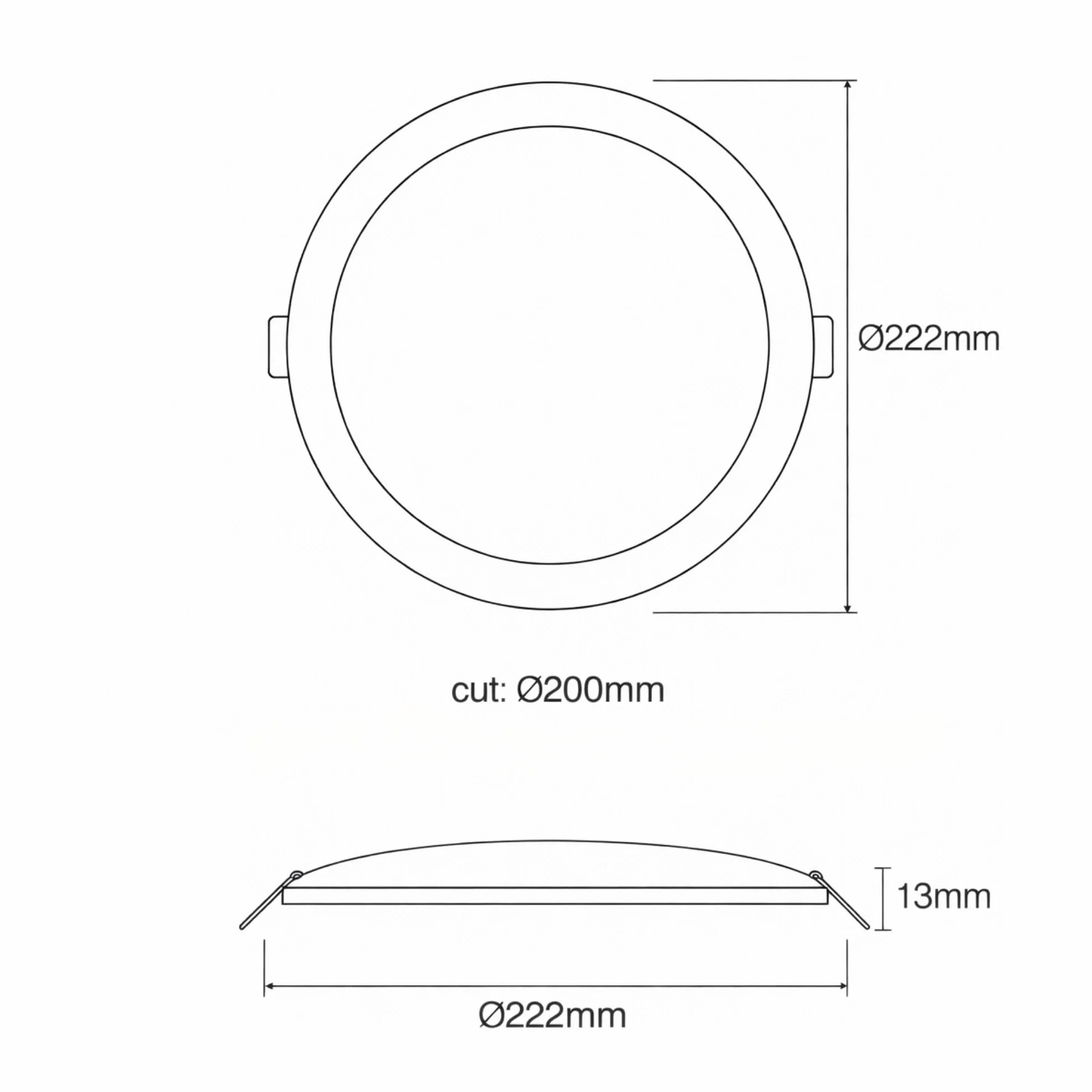 JANDEI - komplet 5 x LED Downlight 18W okrągły do zabudowy, płaski biały matowy pierścień, aluminiowy otwór 200-205 mm, neutralna biel 4200K, lampa sufitowa, oświetlenie sufitowe