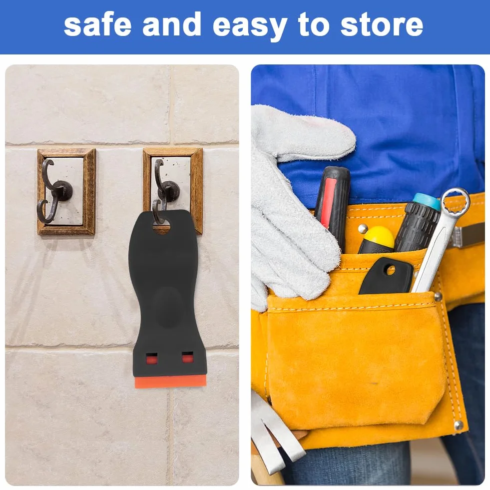 Flintronic 2 szt. Profesjonalny wielofunkcyjny skrobak do szkła ceramicznego z 120 ostrzami z tworzywa sztucznego, do szkła i ceramiki szklanej, usuwania kleju, malowania, naklejek, barwnika, czarny