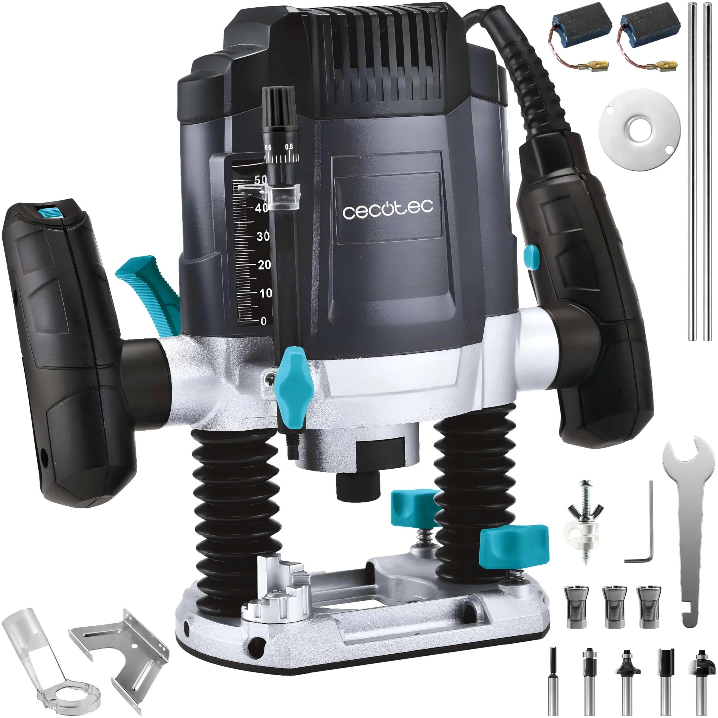 Cecotec MultiShape 900 Inmersion elektryczna frezarka kablowa, 1200 W, z 5 frezami, kompatybilna z dużymi i małymi frezami, regulowana głębokość do 55 mm, regulowana prędkość, ogranicznik równoległy