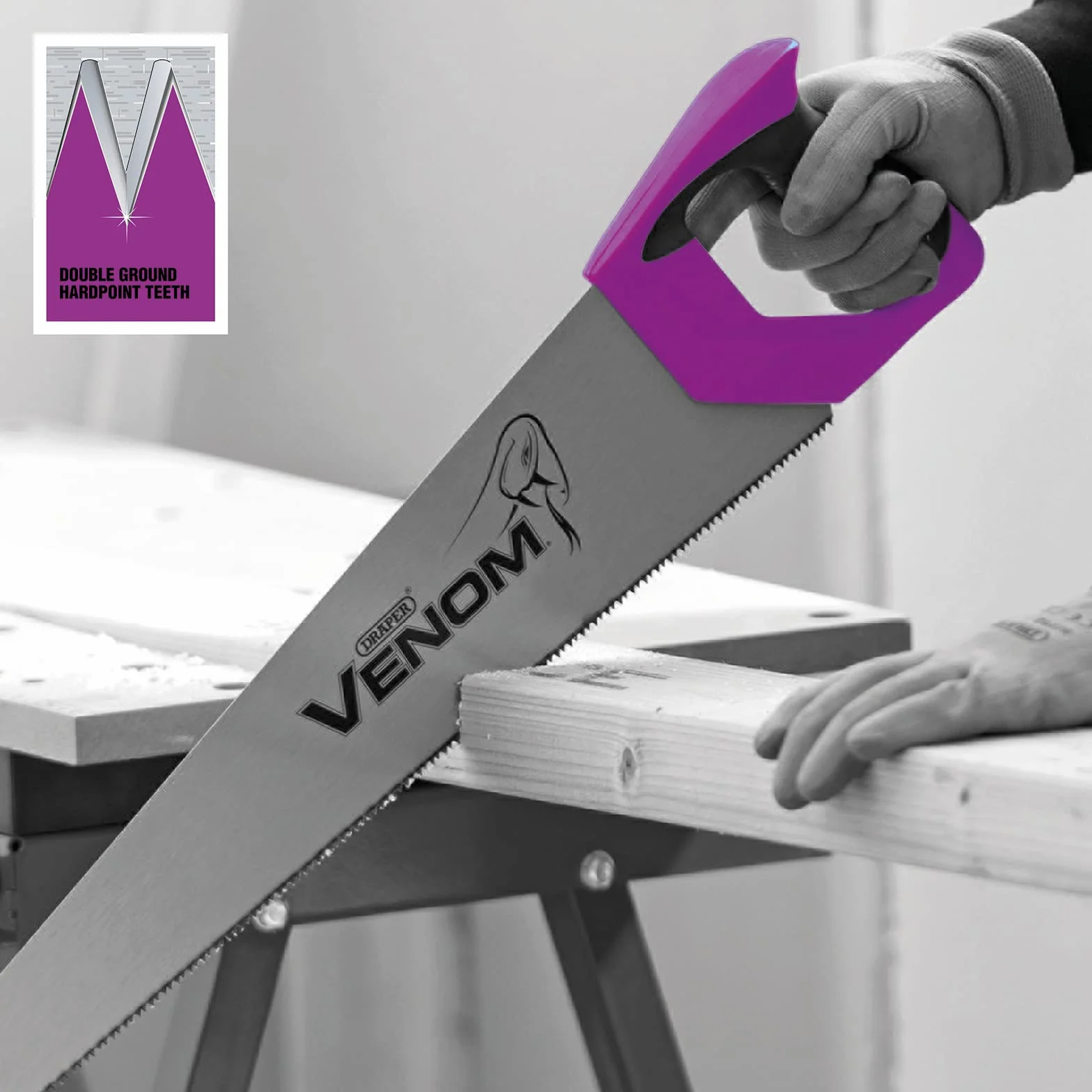 Draper 66125 Venom Double Ground 14PPI piła do laminatu, długość ostrza 500 mm