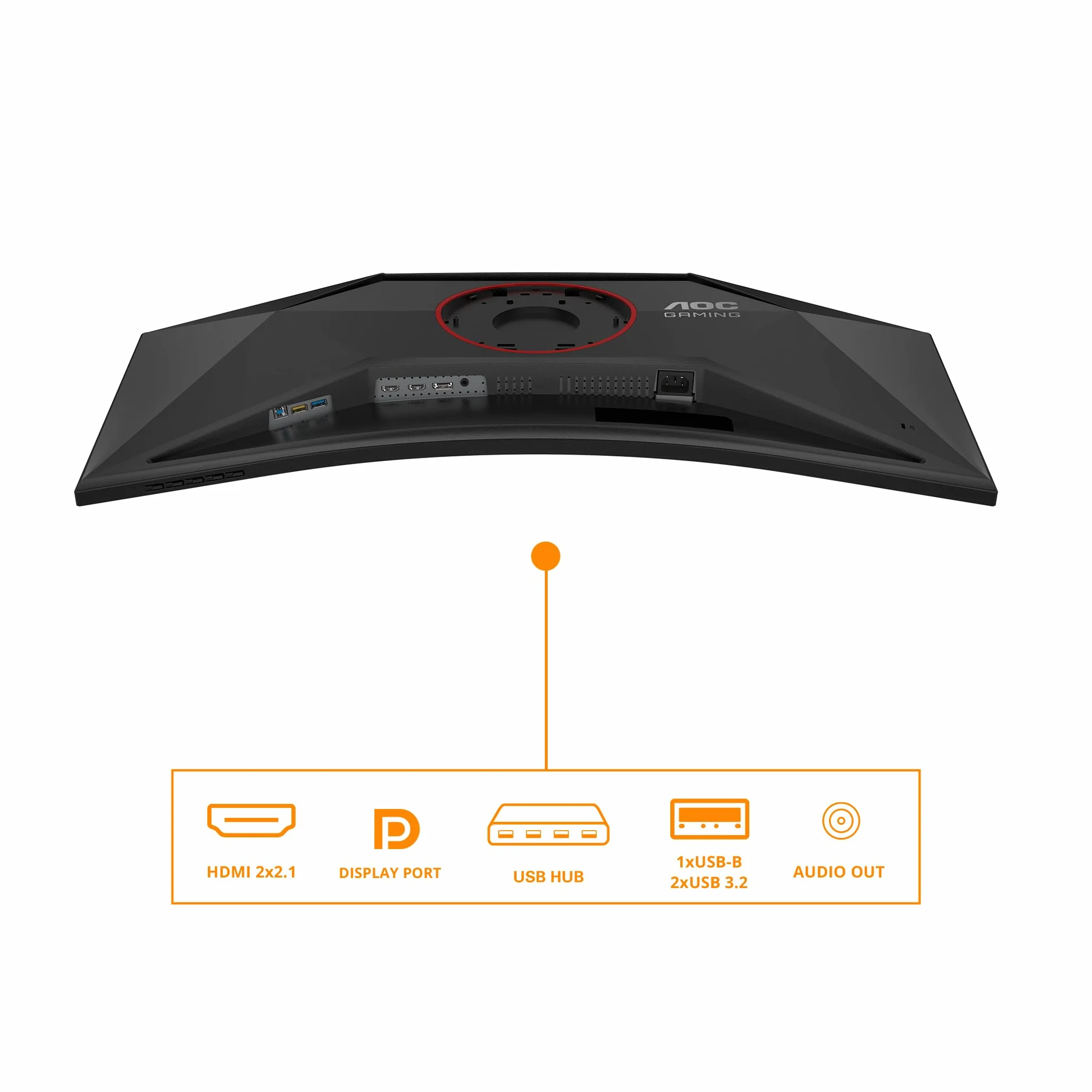 AOC Gaming CU34G4Z - 34-calowy zakrzywiony monitor WQHD, 240 Hz, FreeSync Prem., HDR400 (3440x1440, 1ms GtG, 2X HDMI 2.1, 1x DisplayPort 1.4, Hub USB) Czarno-czerwony