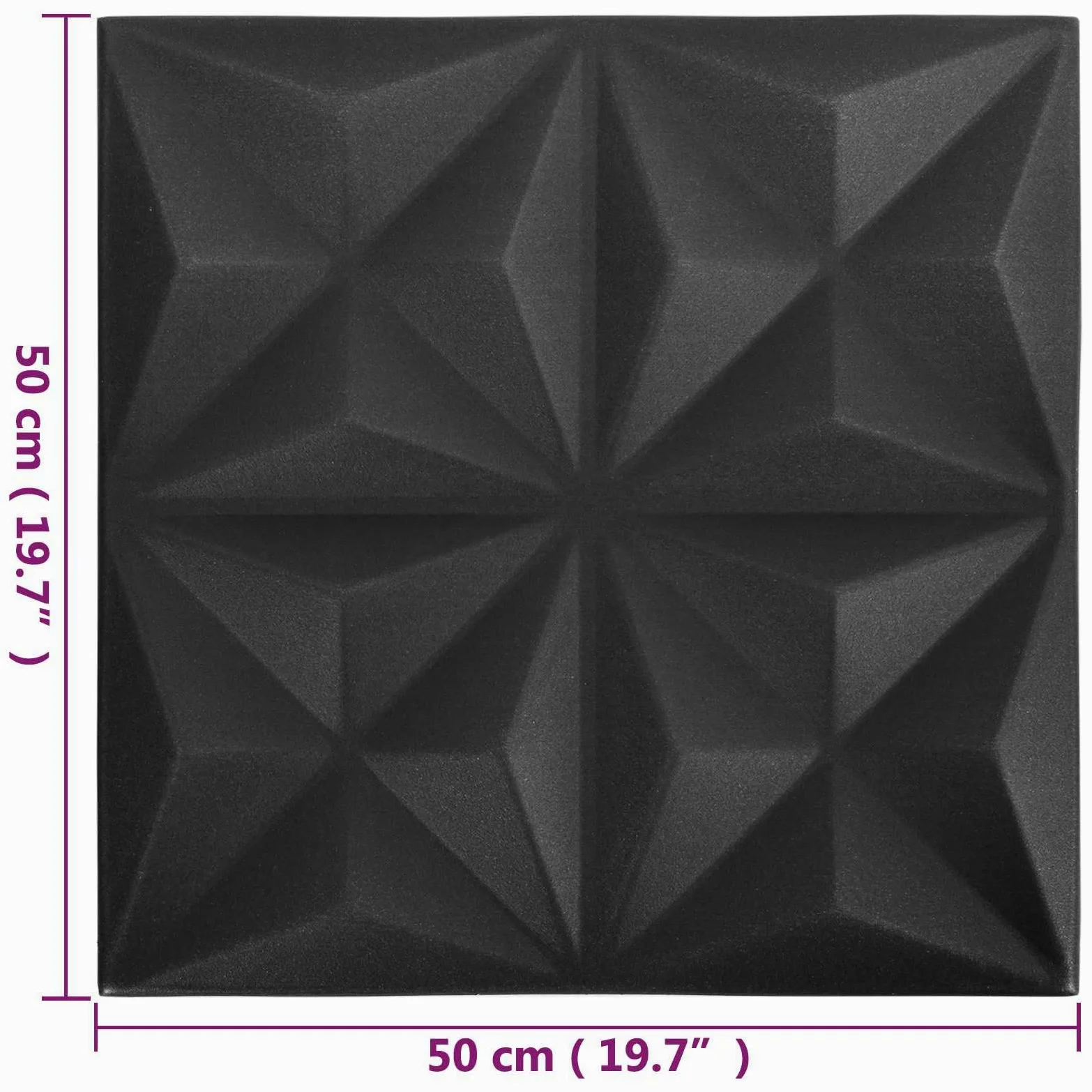 Panele ścienne 24 sztuki origami czarne 50 x 50 cm pianka XPS | Lekki materiał, "zrób to sam", do sypialni i salonu, łatwy w pielęgnacji suchą szmatką