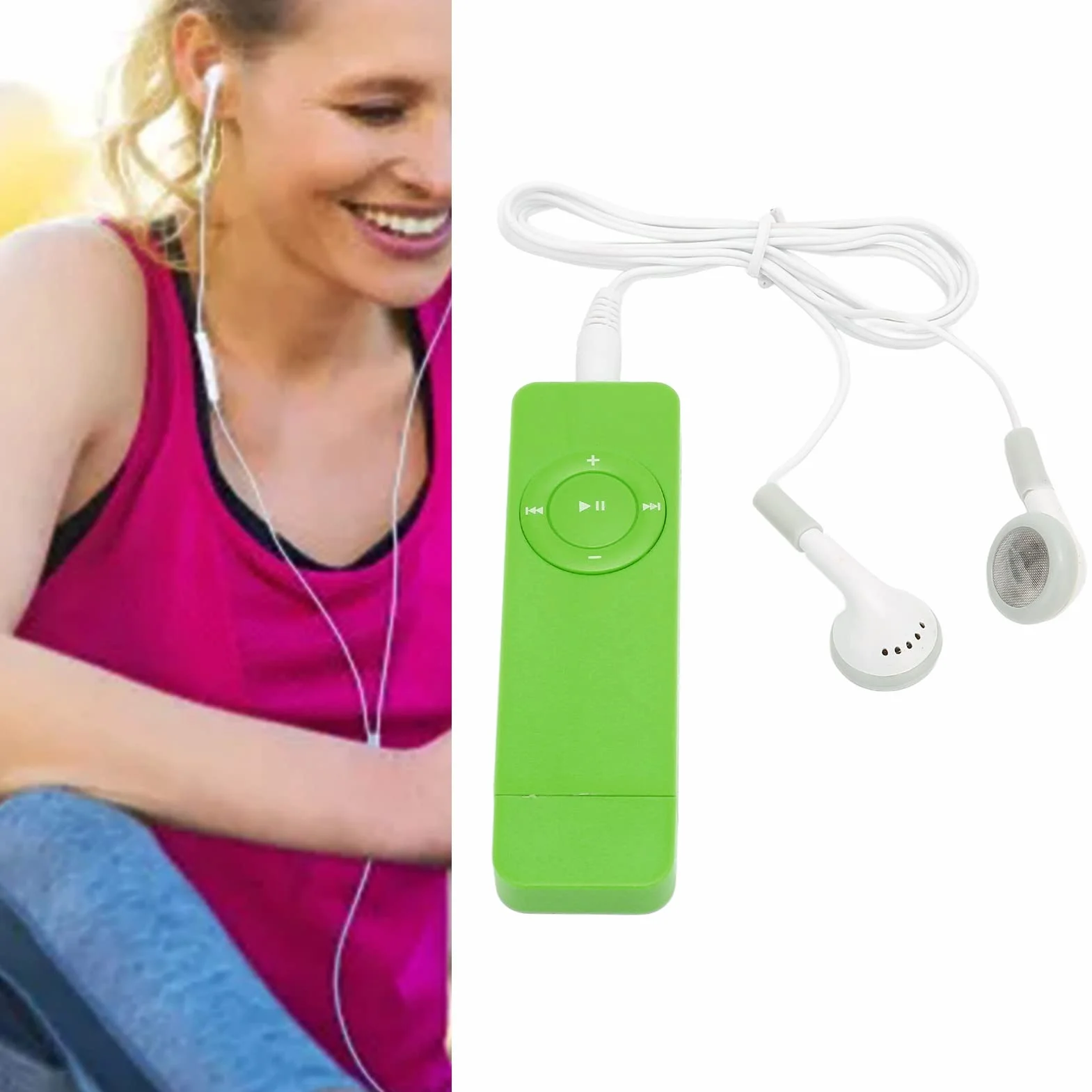 Mini Odtwarzacz Muzyczny, Przenośny Bezstratny HIFI MP3 ze Słuchawkami, 180mAh Student Obsługa Karty Pamięci 64G, do Pracy Studyjnej Sportowej (Zielony)