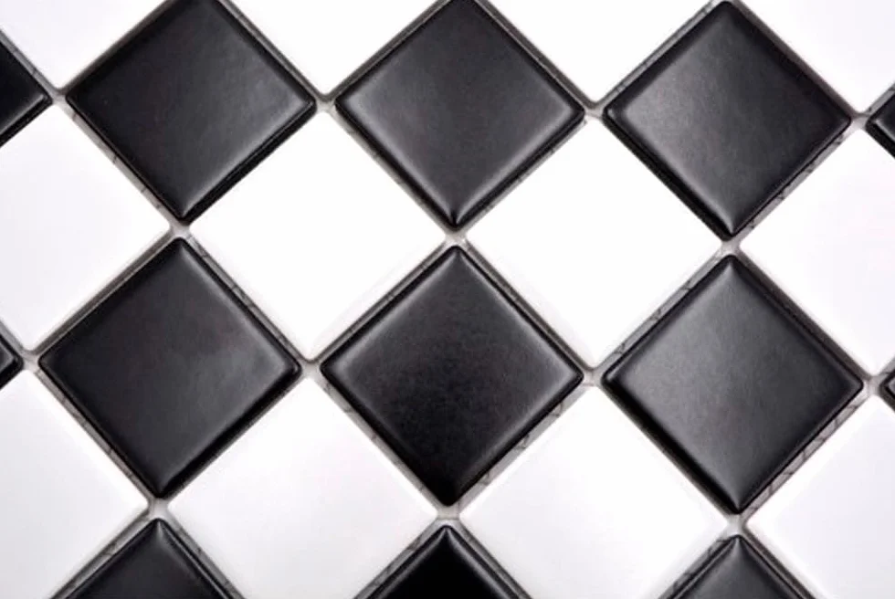 Mosaik-Netzwerk płytki ceramiczne biała szachownica czarna biała matowa do podłogi ściany łazienka WC prysznic kuchnia lustro kafelki Okładziny wanna Płyta mozaikowa Płyta mozaikowa