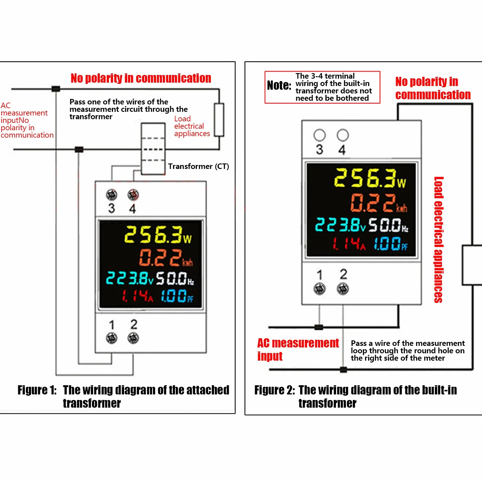 D52 2066 Watomierz Kolorowy Ekran LCD Typ Szyny Domowej 220V Inteligentny Jednofazowy Licznik Energii Monitor Zużycia Energii Elektrycznej AC 40 do 300V