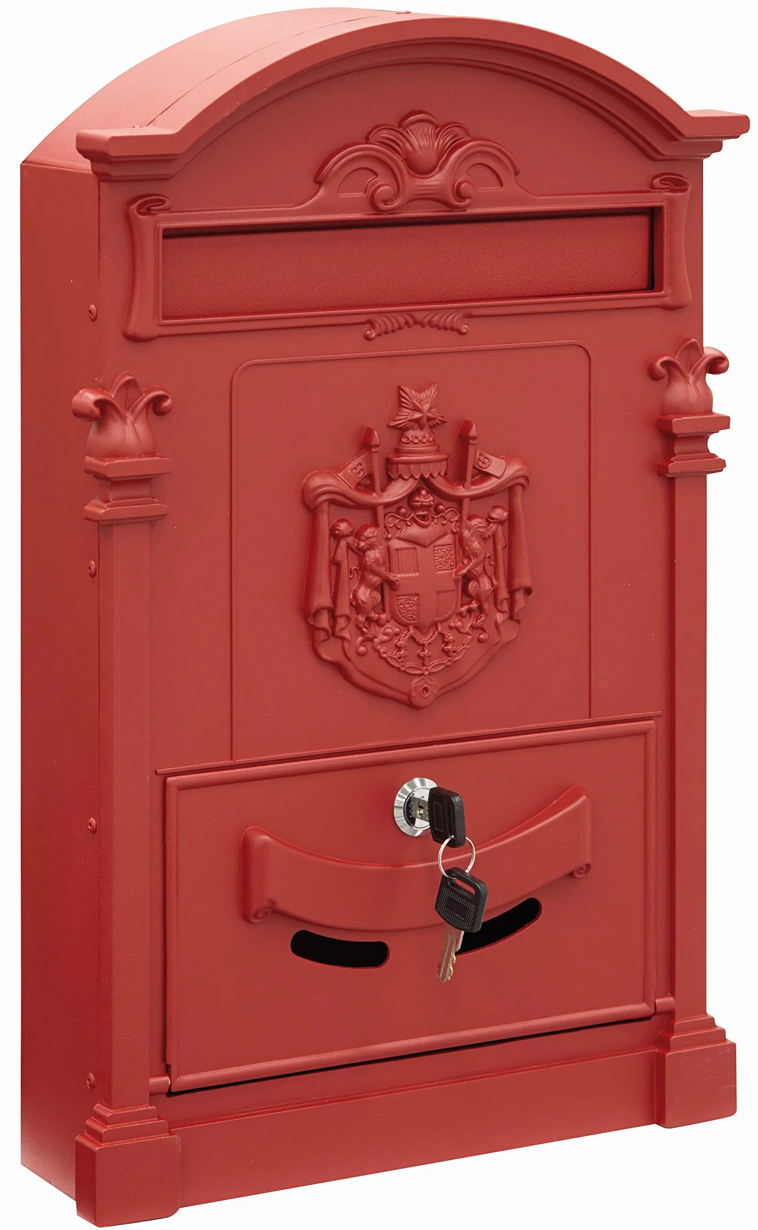 Arregui Residencia Maxi D-2152/R indywidualna skrzynka na listy z Aliminium w klasycznym stylu, rozmiar L (czasopisma i koperty C4), czerwona, 47 x 29 x 9,5 cm