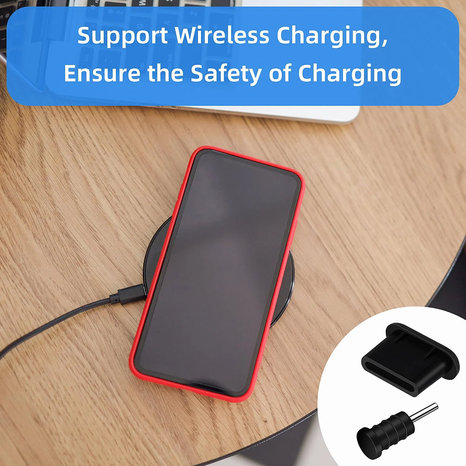Giantree Zestaw wtyczek przeciwpyłowych USB C silikonowy czarny 20 szt.