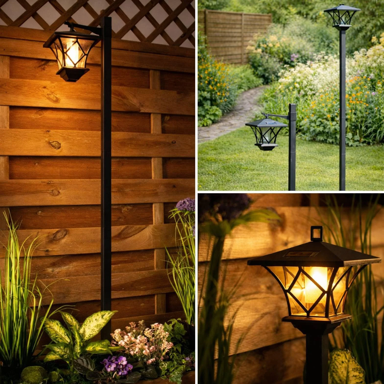 Lumiled Lampa solarna do ogrodu, z ostrzem do wbijania w ziemię, lampa solarna LED do użytku na zewnątrz, ciepła biel, 3000 K, solarna lampa ogrodowa, 150 cm, oświetlenie dróg, dekoracja ogrodowa