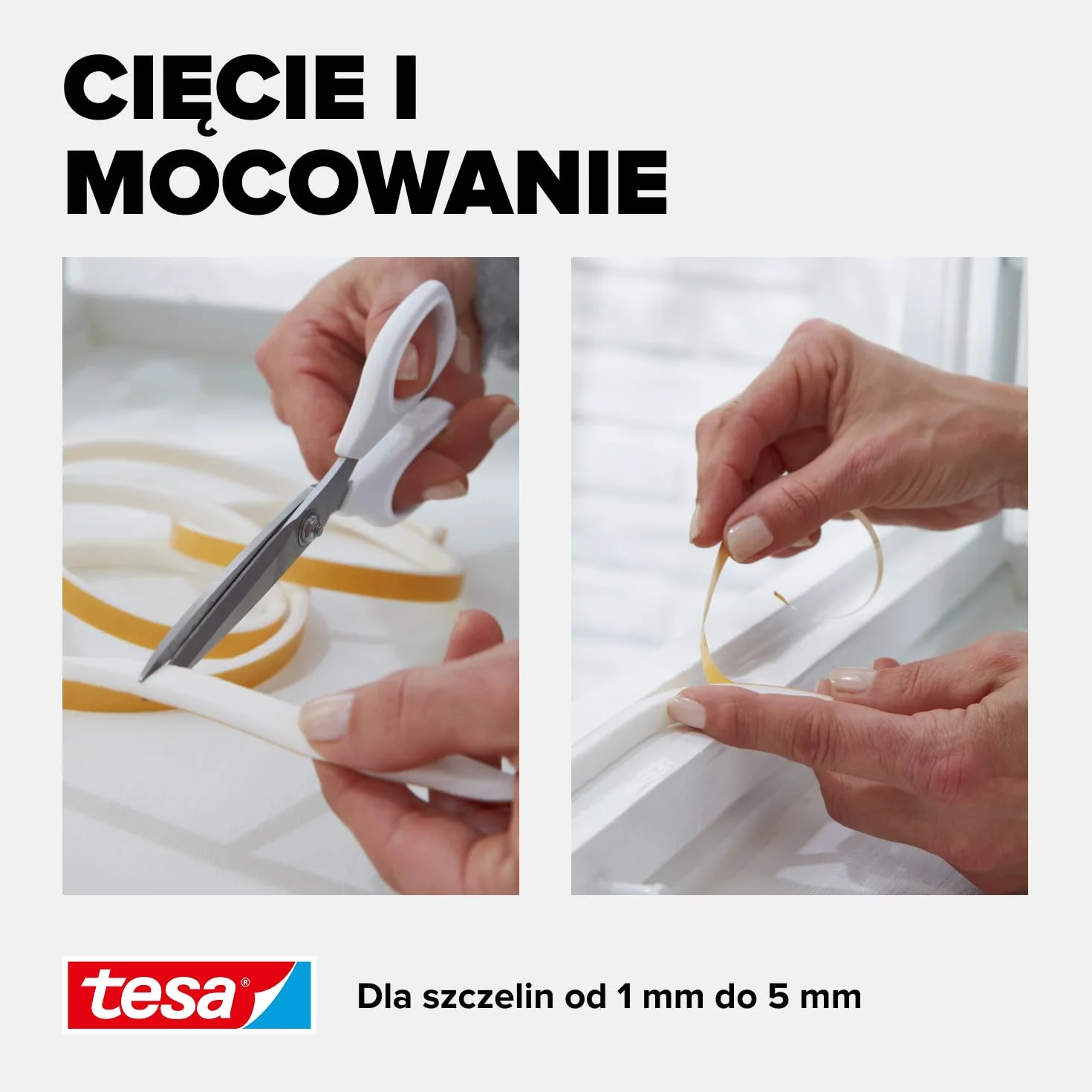 tesa INSULATION M taśma uszczelniająca - pianka uszczelniająca do izolacji szczelin w domu, samoprzylepna - biała - 6 m x 9 mm x 5,5 mm