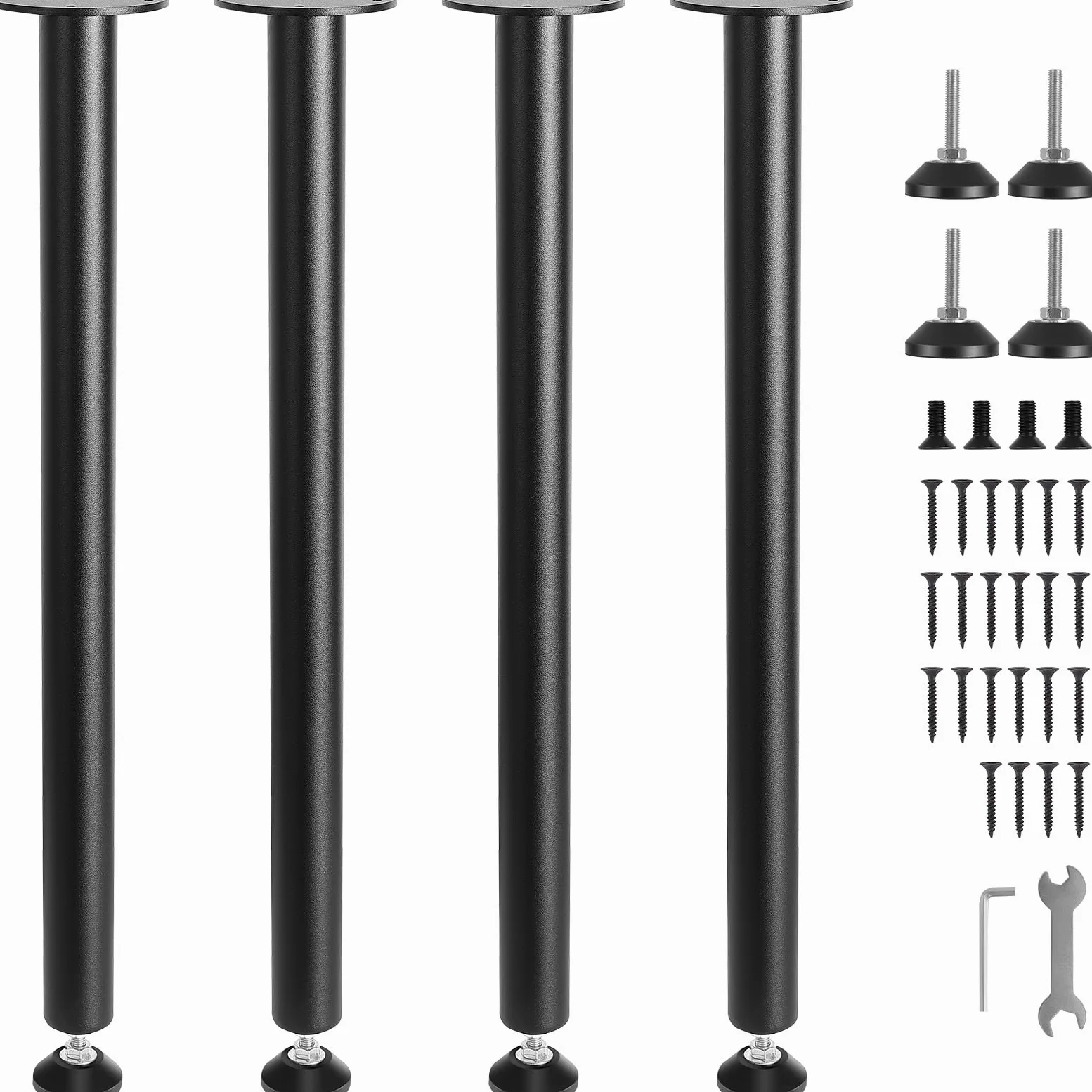 VEVOR Zestaw 4 nóg stołowych, płozy stołowe, wysokość 711,2 mm, płyta montażowa, stal węglowa, matowa czarna powłoka proszkowa, nośność 544 kg, idealne do stołów kuchennych, konsoli do salonu, stołów