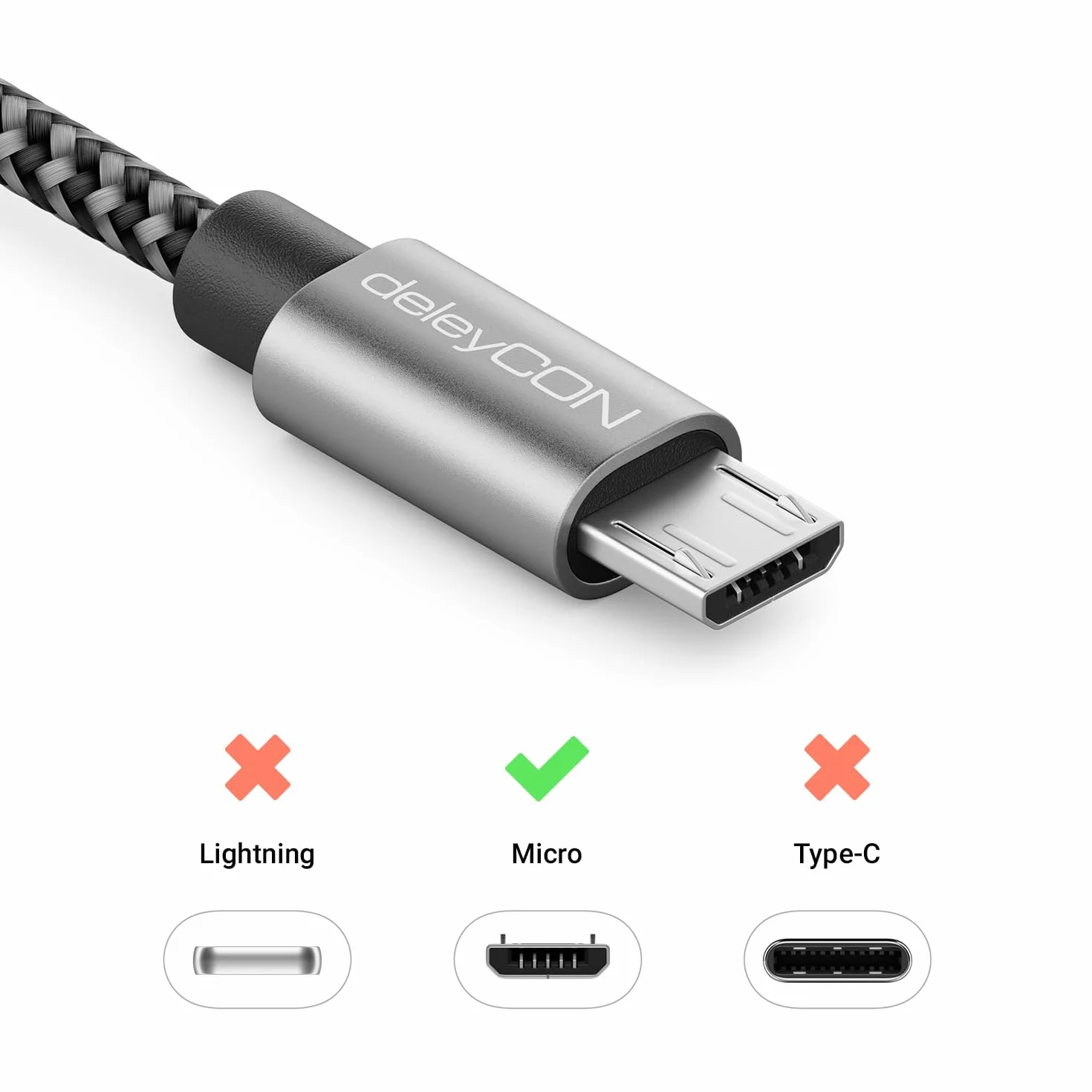 deleyCON 2m Kabel USB-C do Micro USB ładowanie danych czarny