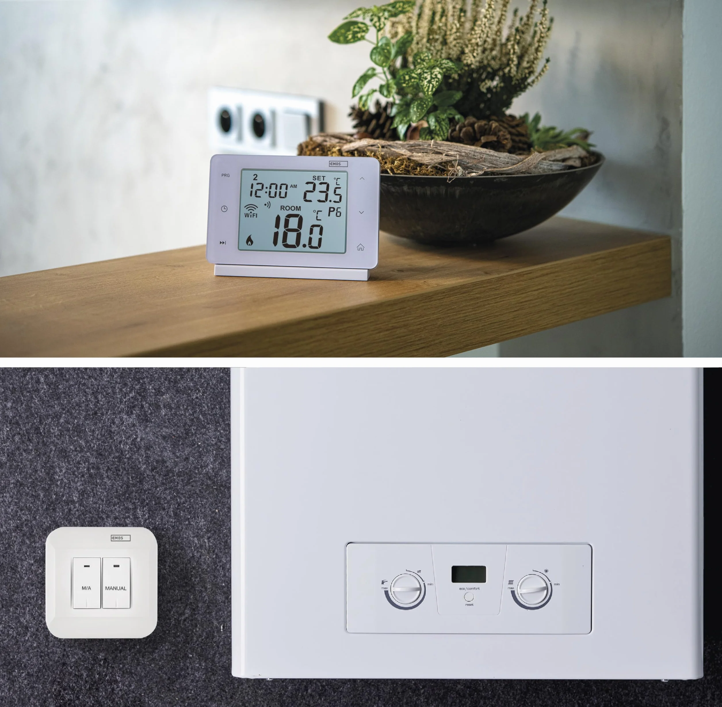 EMOS GoSmart termostat pokojowy Smart Home z aplikacją – WiFi – termostat IP do systemów ogrzewania i chłodzenia – energooszczędny – kompatybilny z Tuya, Google Assistant i Alexa – bezprzewodowy,
