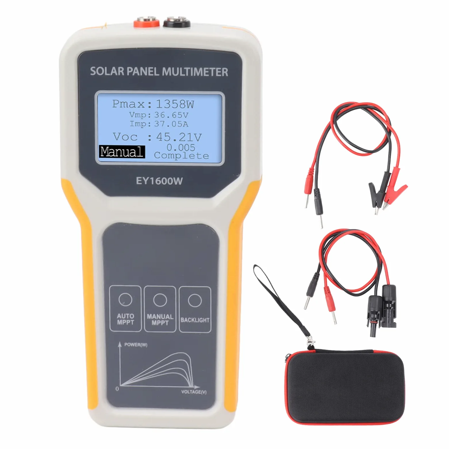 Tester panelu słonecznego EY1600W | MPPT Miernik napięcia otwartego obwodu z podświetleniem | Multimetr fotowoltaiczny do przenośnych/dachu/łodzi paneli słonecznych | Energia