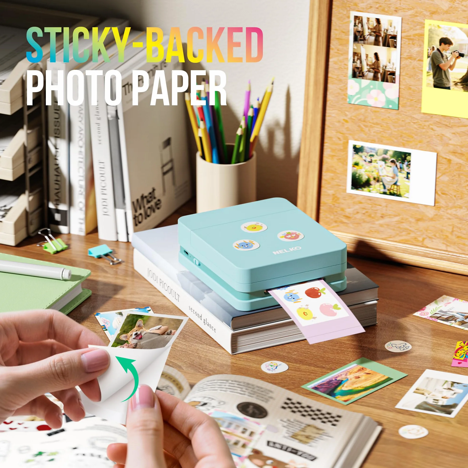 Nelko PP01 przenośna drukarka fotograficzna 100 arkuszy wkład atramentowy natychmiastowy druk samoprzylepny iOS Android